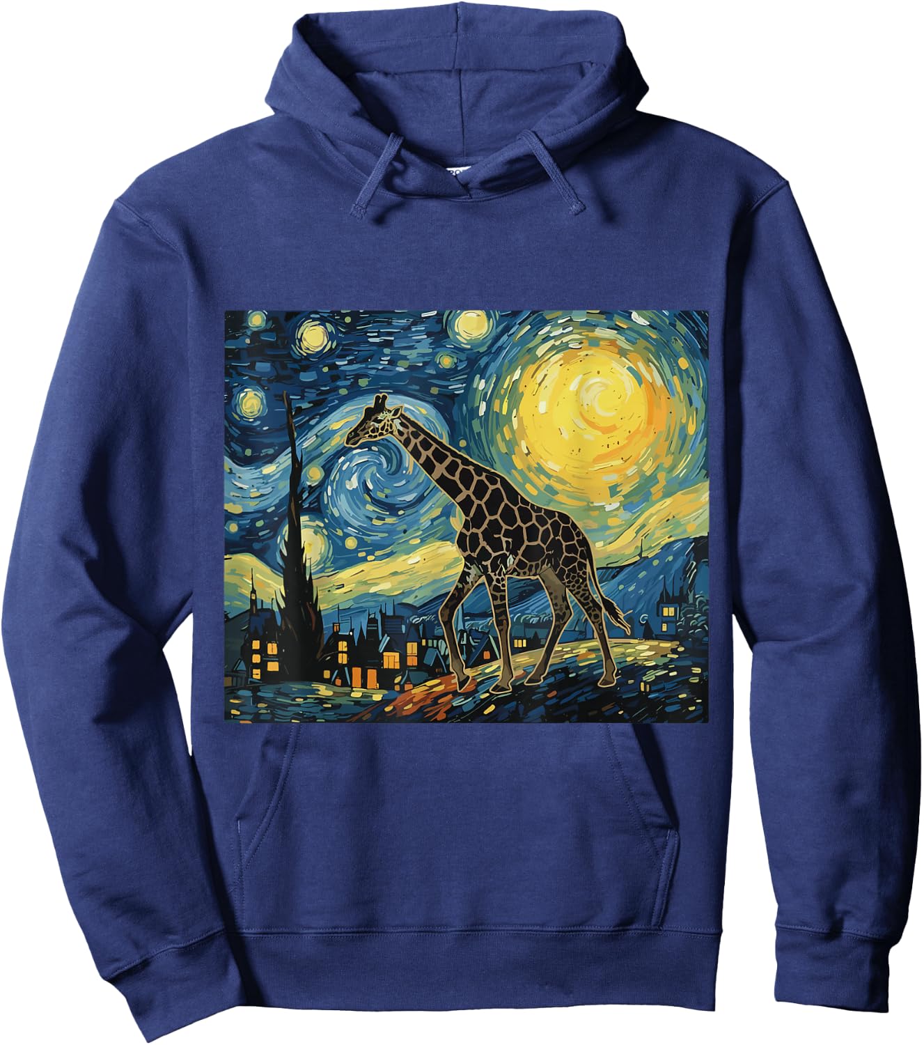 Giraffe Starry Night Van Gogh Art Lover Men Women Hoodie - Hoodie | Navy