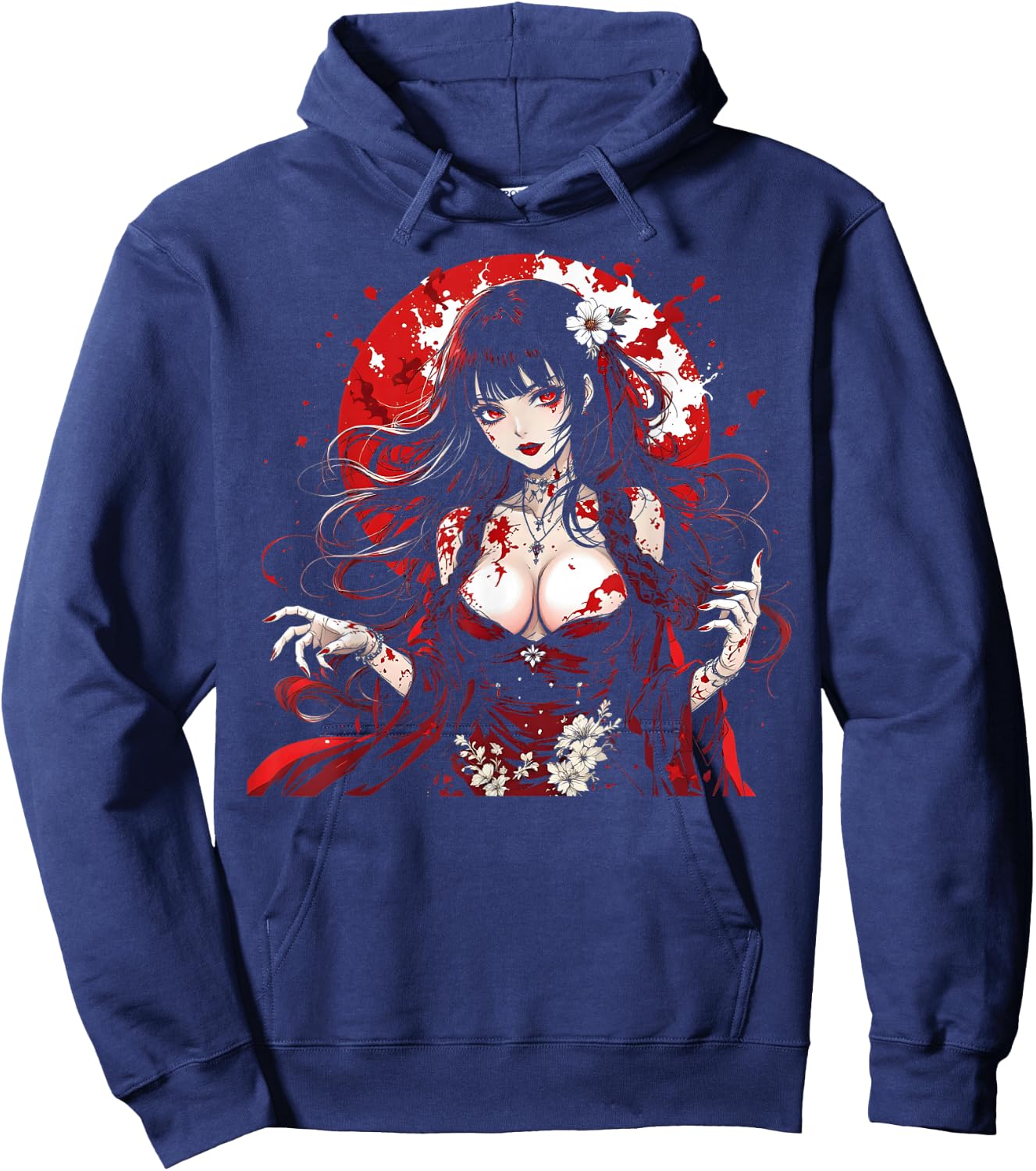 Horror Anime Manga I Gothic Outfit I Japanese Chibi Girl Hoodie - Hoodie | Navy