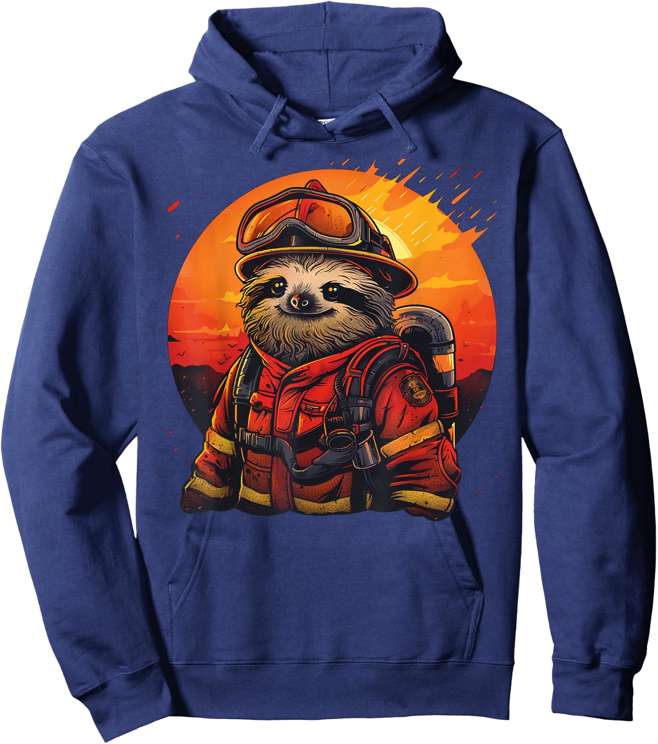 Sleepy Men and Women Sloth Firefighter Hoodie - Hoodie | Navy