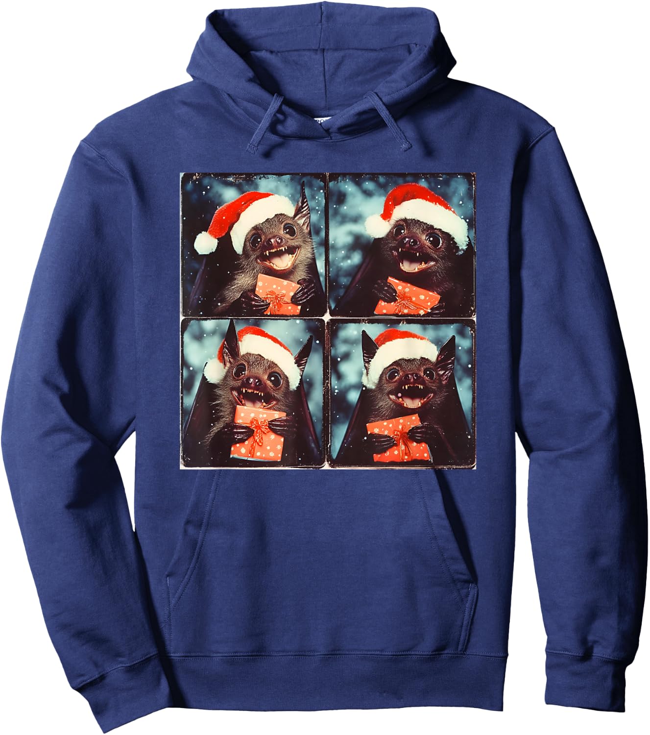 Winter Bat With Santa Hat Christmas Bat Lover Hoodie - Hoodie | Navy