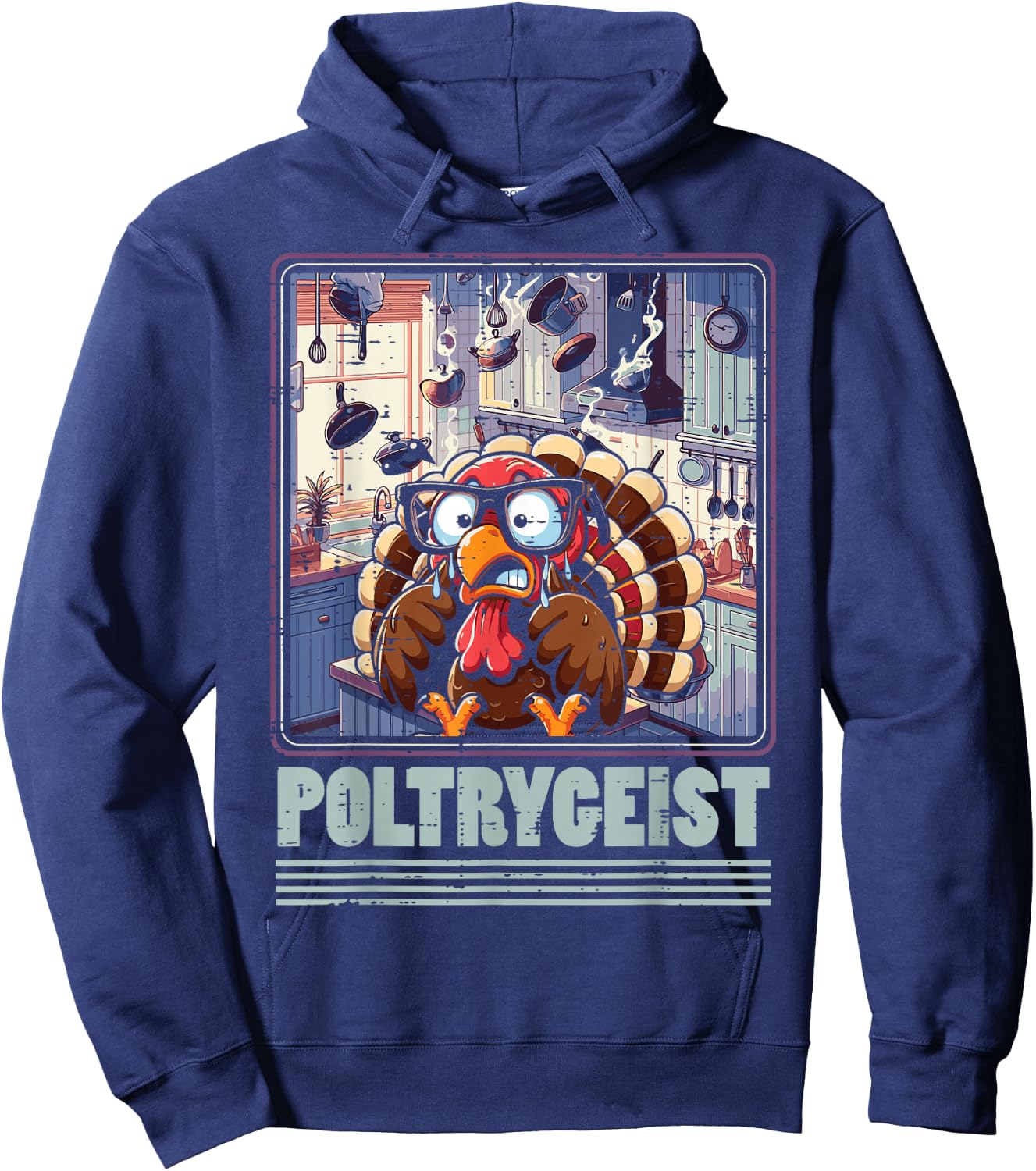 Thanksgiving Poltrygeist Turkey Poltergeist Men Women Kids Hoodie - Hoodie | Navy