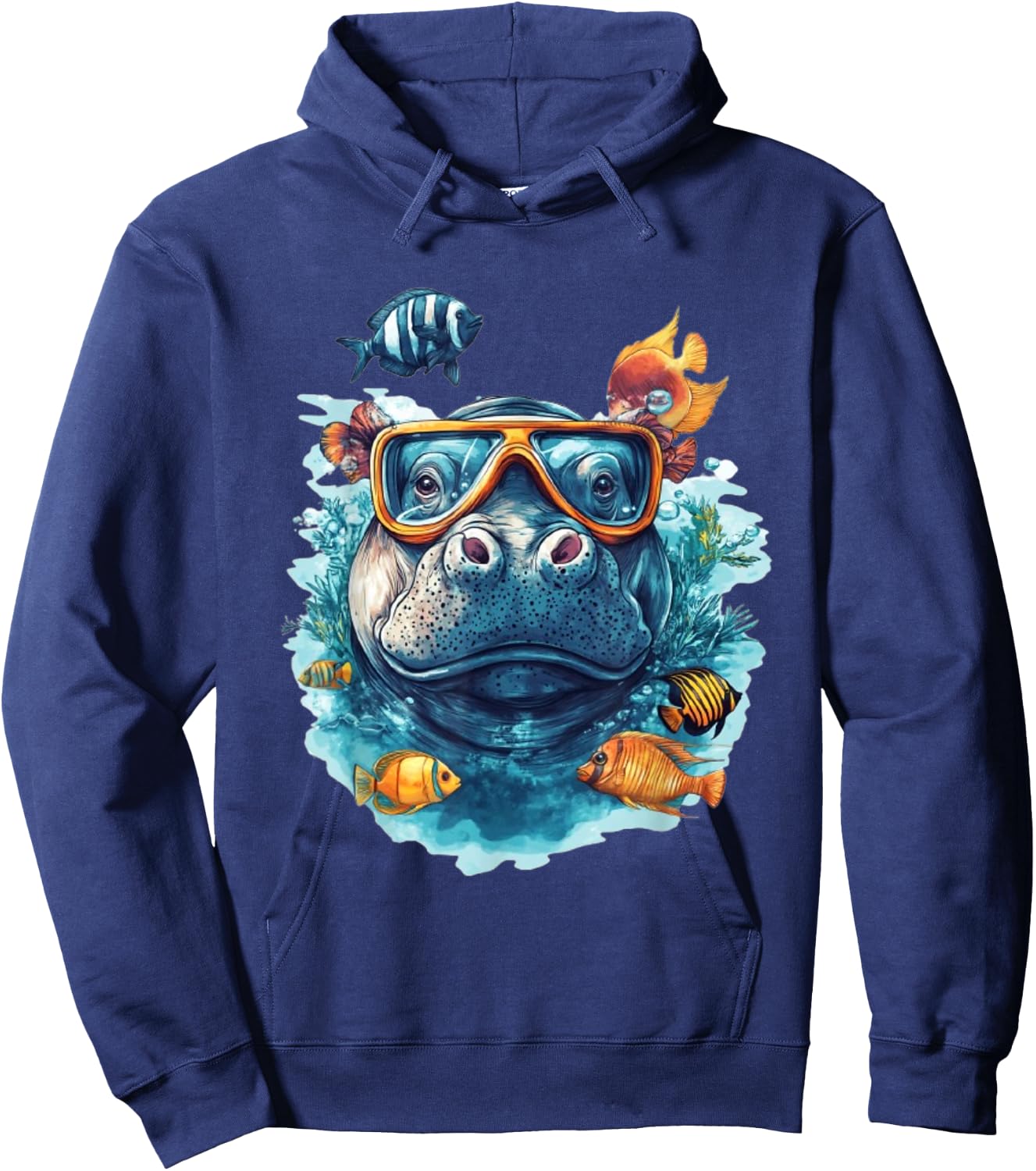 Funny Hippo Under Water Hippopotamus Hoodie - Hoodie | Navy