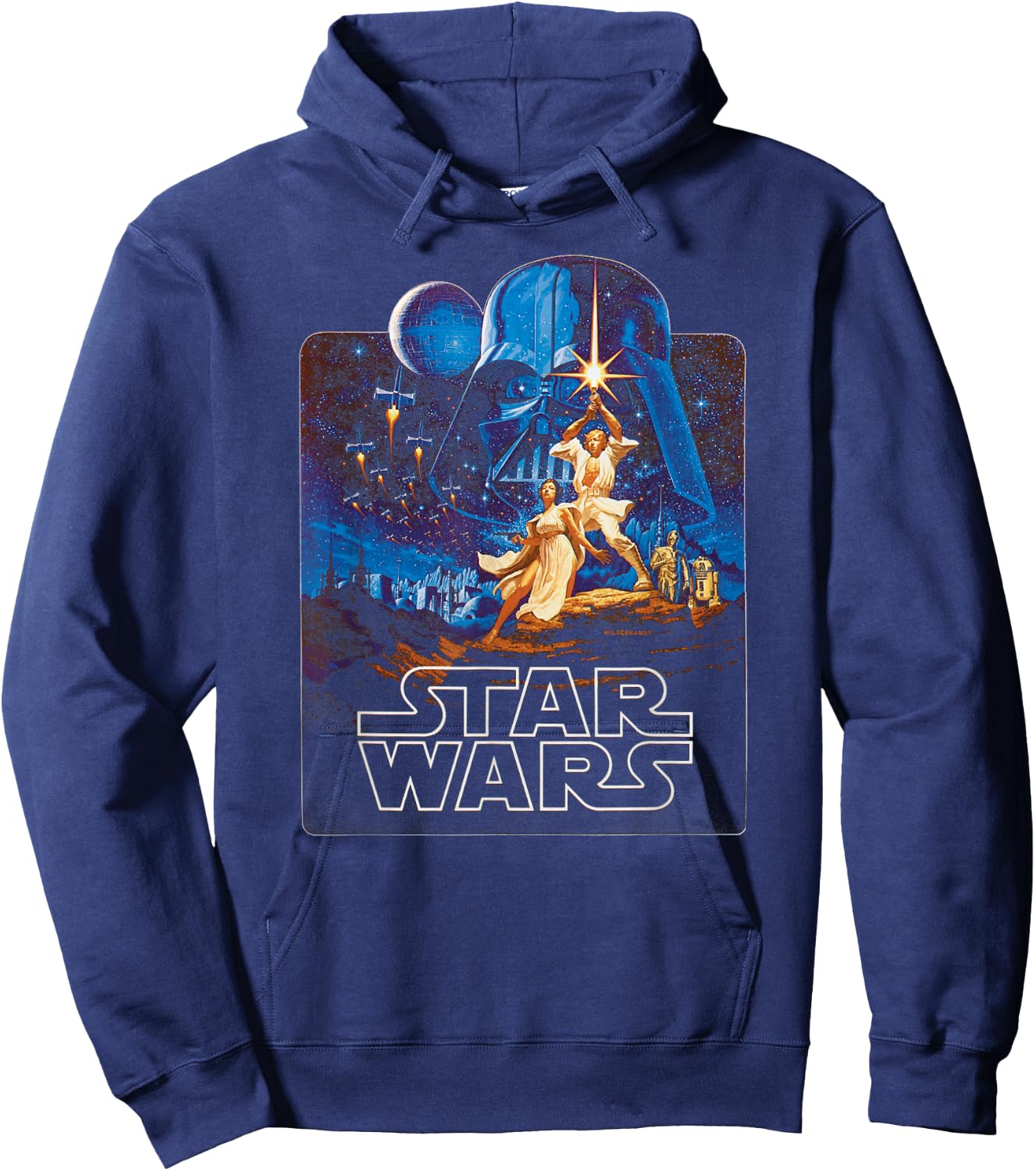 Star Wars A New Hope Retro Poster Badge , black Hoodie - Hoodie | Navy