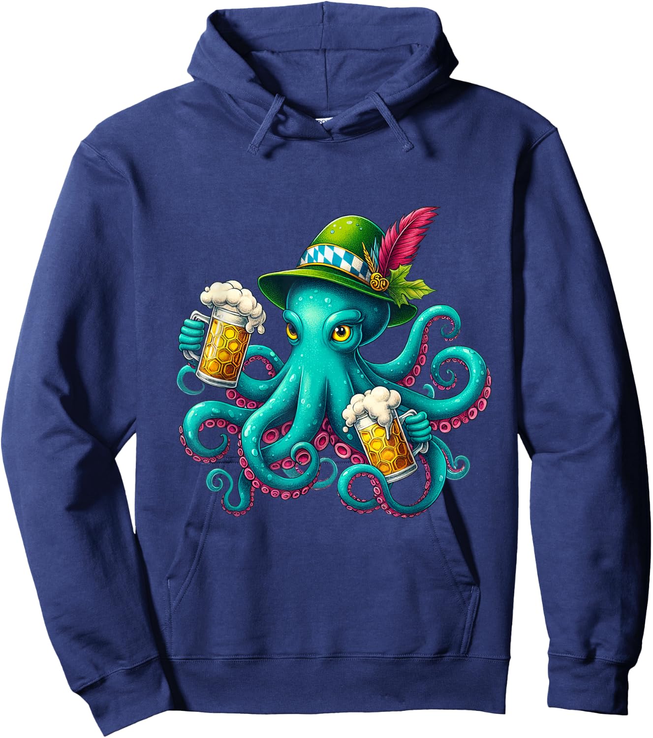 German Octopus Oktoberfest Funny Bavarian Festival Men Women Hoodie - Hoodie | Navy