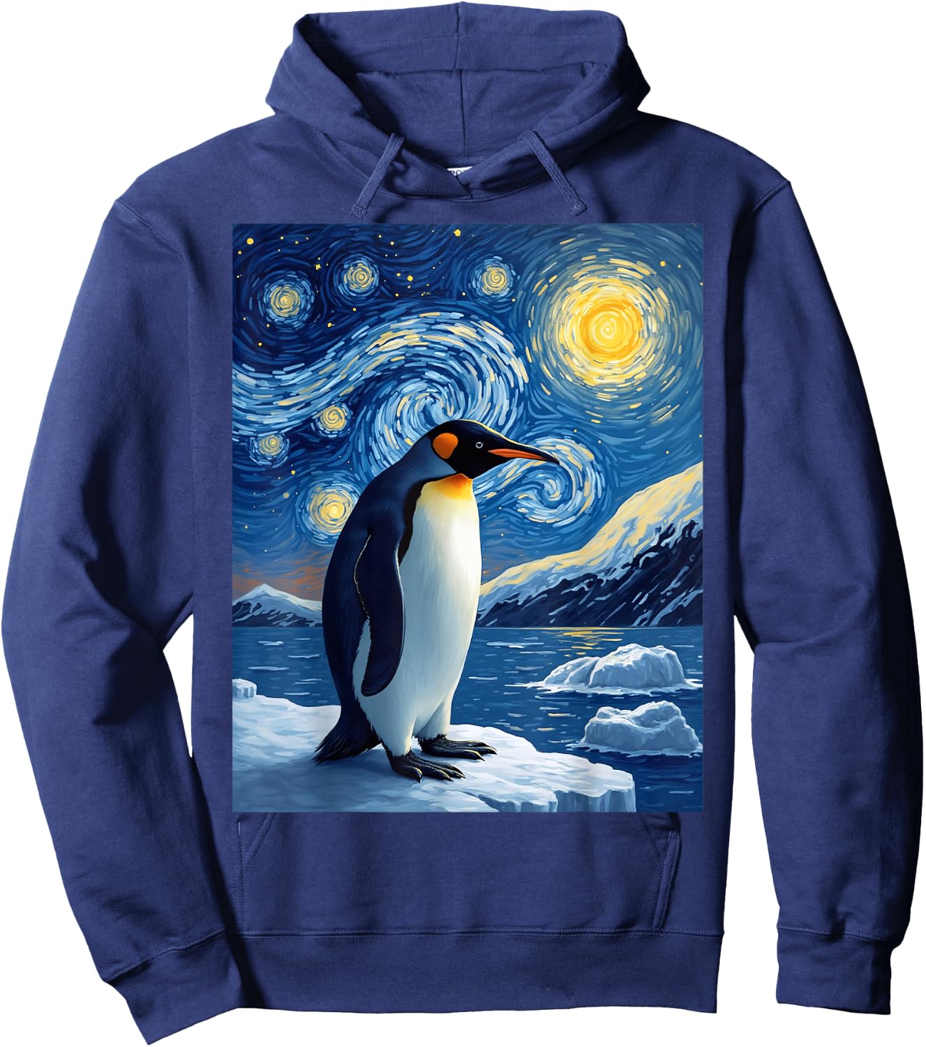 Van Gogh's Starry Night Penguin Tuxedo Bird Animal Lovers Hoodie - Hoodie | Navy