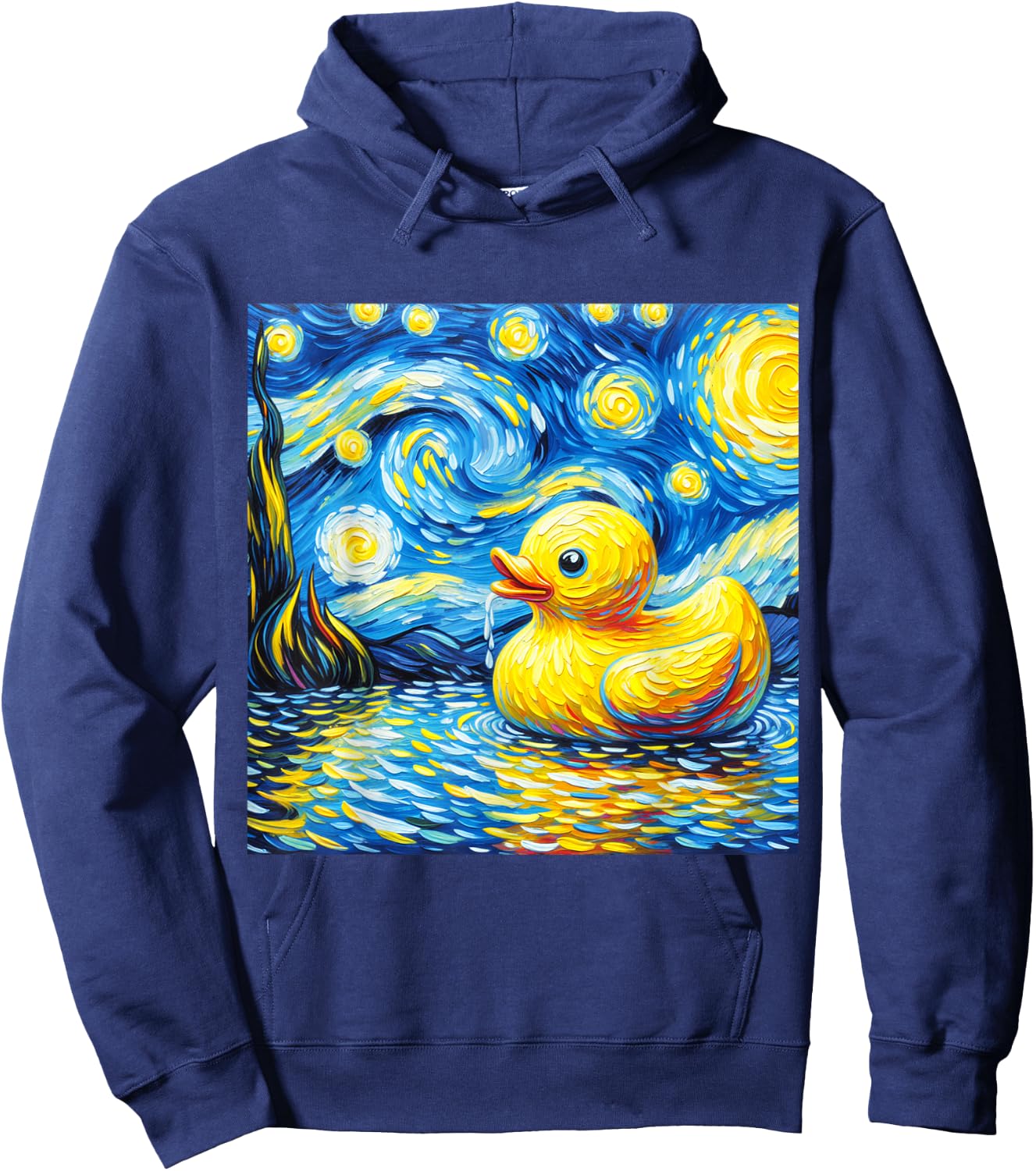 Rubber Duck Starry Night Painting Ducky Vincent Van Gogh Art Hoodie - Hoodie | Navy