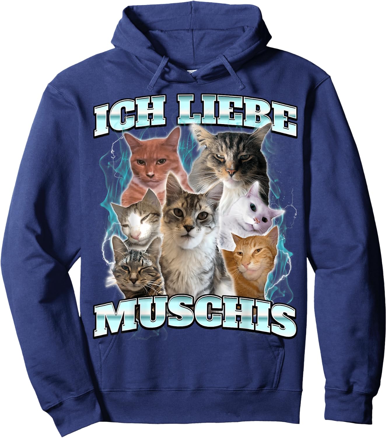 with German Text "Ich Liebe Musch, black Hoodie - Hoodie | Navy