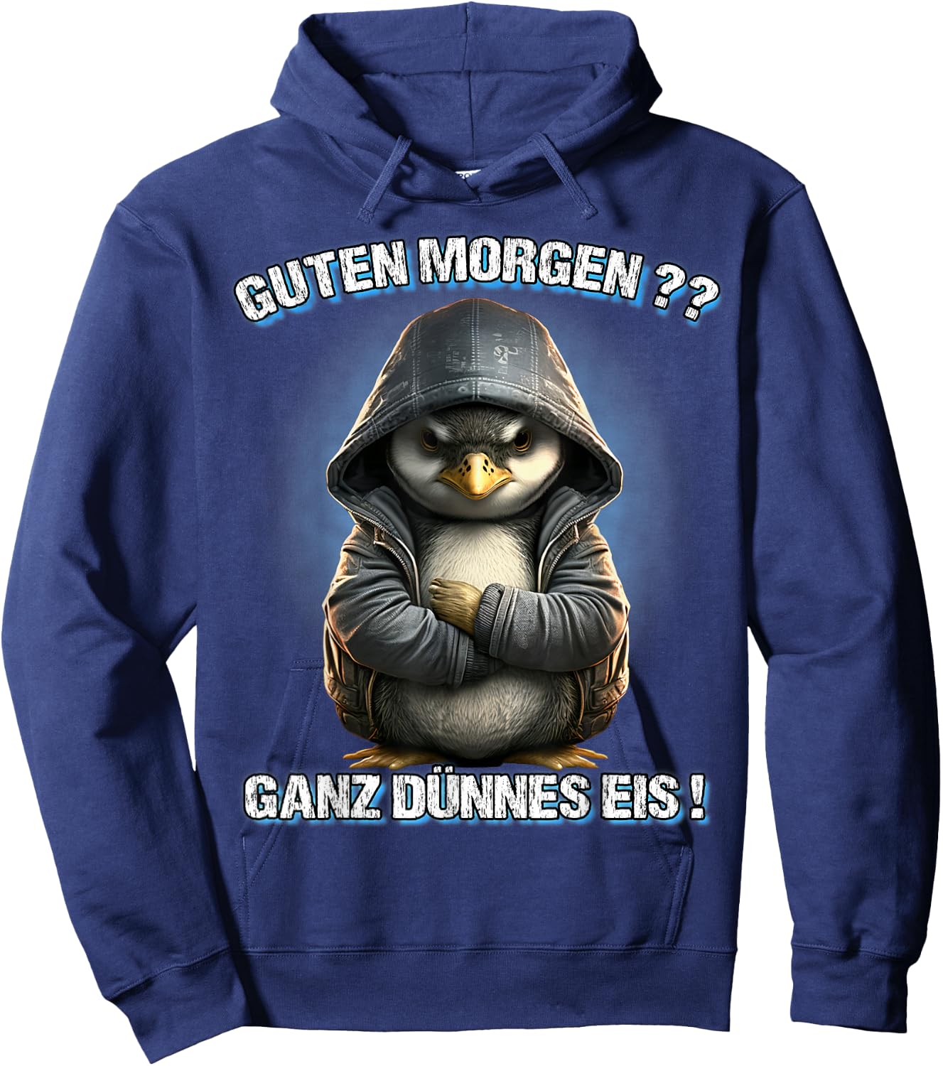 Guten Morgen? Ganz Dünnes Eis! Funny Penguin Coffee , black Hoodie - Hoodie | Navy