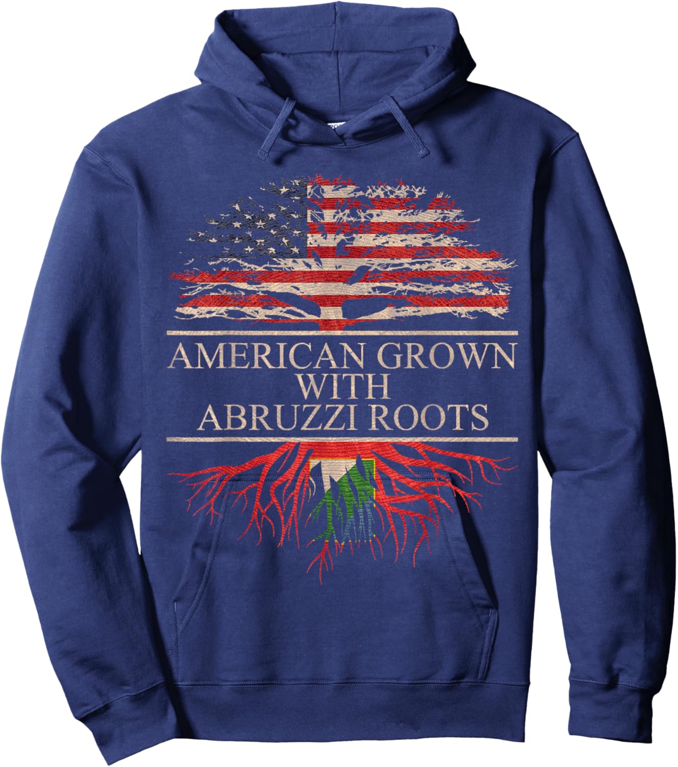 American Grown with Abruzzi Roots Shirt Hoodie - Hoodie | Navy