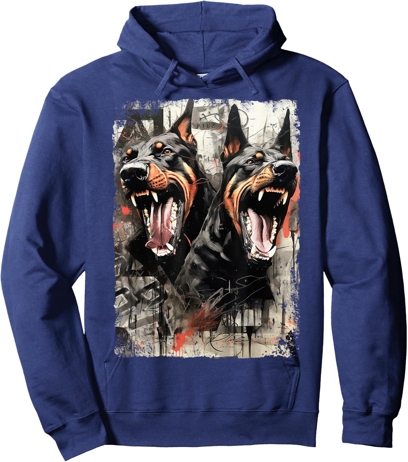 Hip Hop Streetwear Fashion Vintage Women Men Dog Doberman Hoodie - Hoodie | Navy