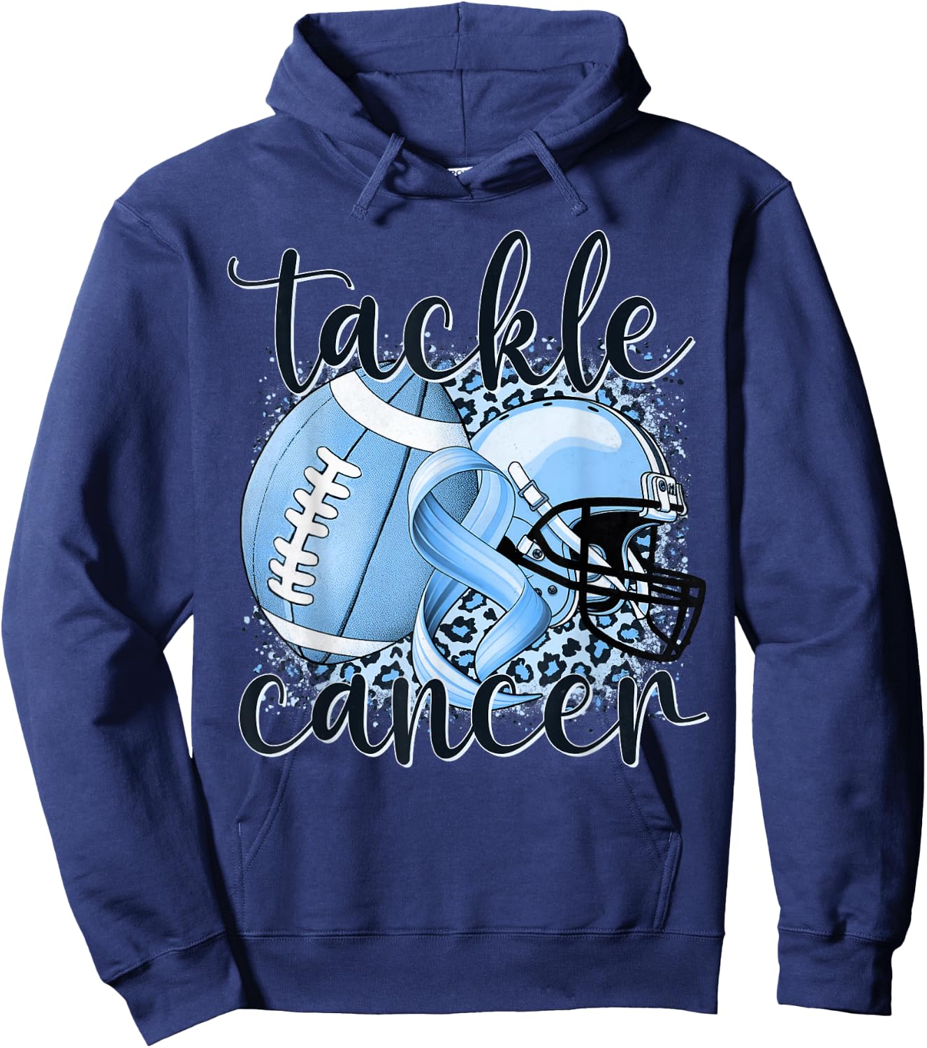 Tackle Prostate Cancer Football Lover Warrior Blue Ribbon Hoodie - Hoodie | Navy