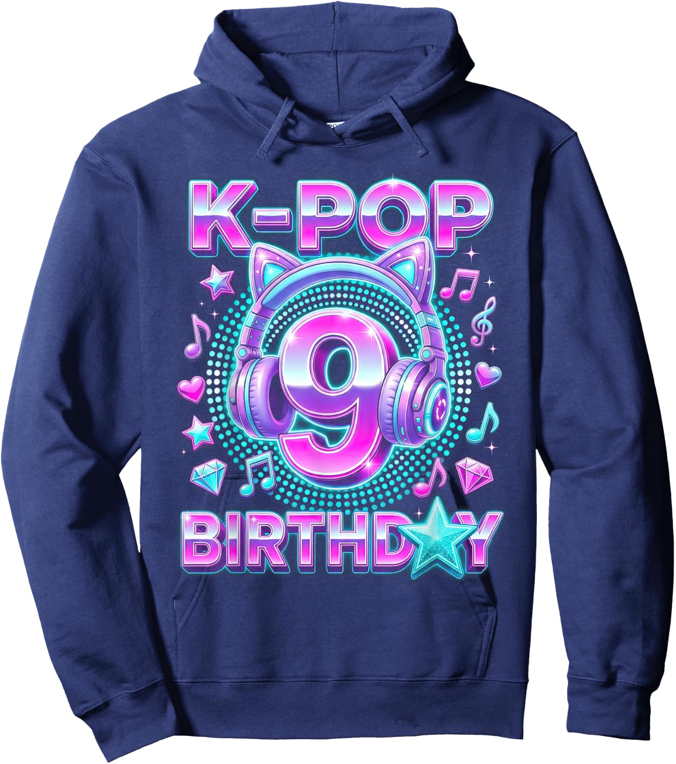 K-Pop 9. Geburtstag Mädchen 9 Jahre alt koreanische Musik Hoodie - Hoodie | Navy