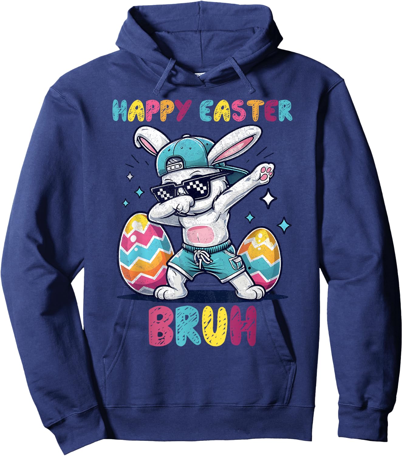 Bruh Dabbing Bunny Funny kids Boys Easter day Hoodie - Hoodie | Navy