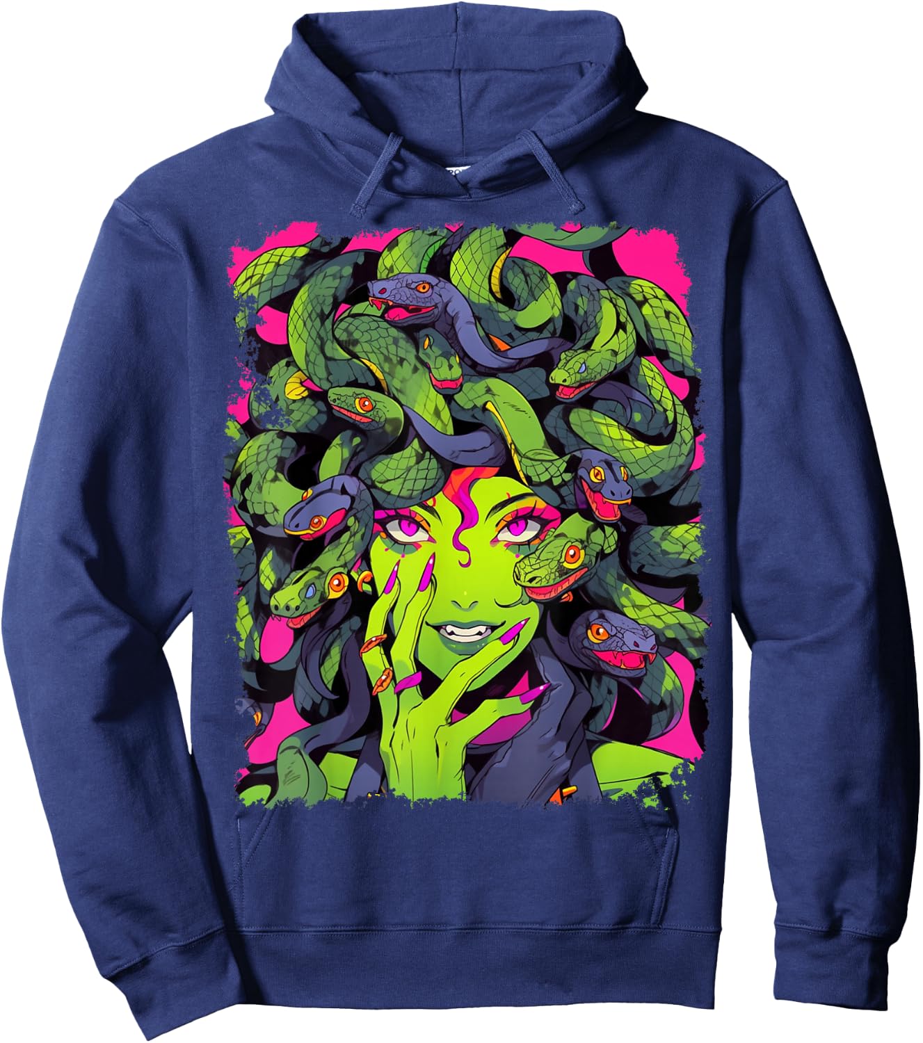 Feminine Greek Mythology Goddess Sexy Medusa Snakes Hair Hoodie - Hoodie | Navy