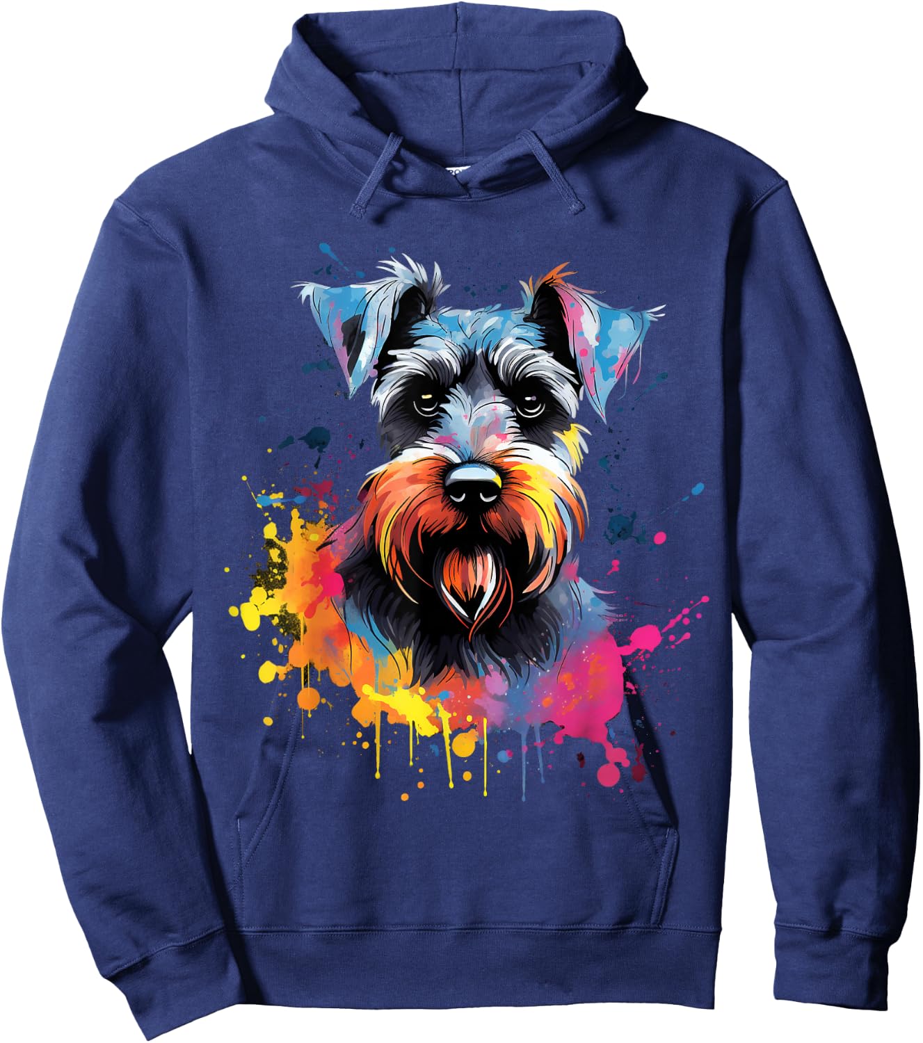 Cute Miniature Schnauzer Dog on painted Miniature Schnauzer Men Women Kids Hoodie - Hoodie | Navy