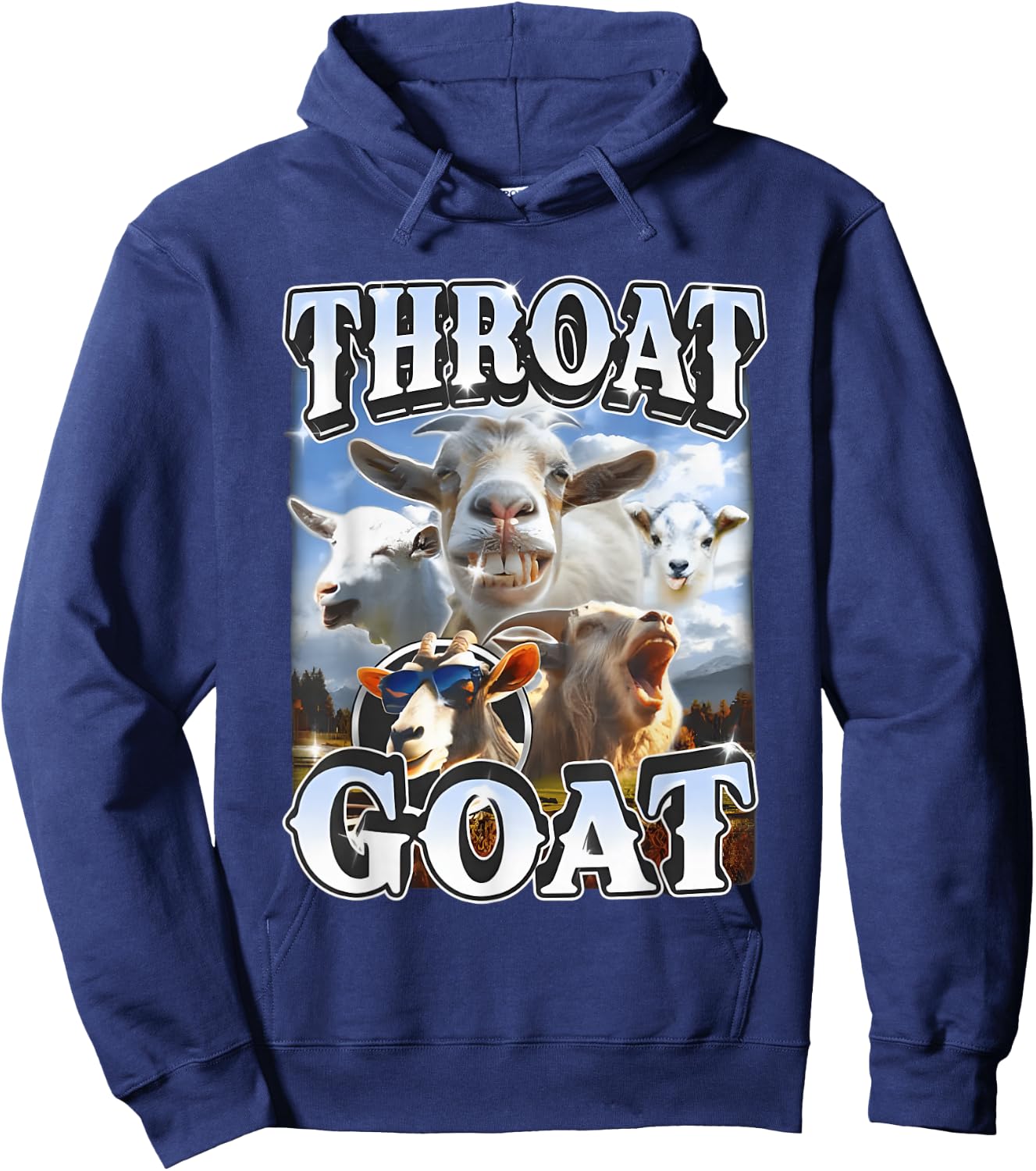 Throat Goat Retro Inappropriate Adult Humor Funny Gag Memes Hoodie - Hoodie | Navy