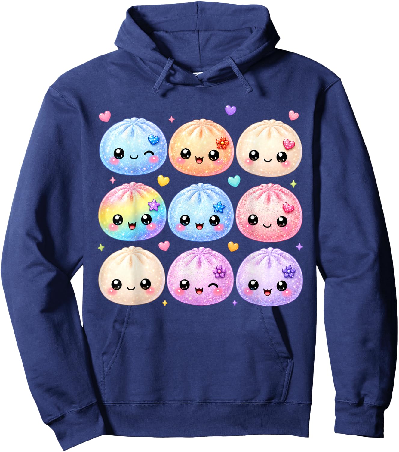 Cute Dumpling Kawaii Pastel Anime Dumpling Lovers Kids Girls Hoodie - Hoodie | Navy