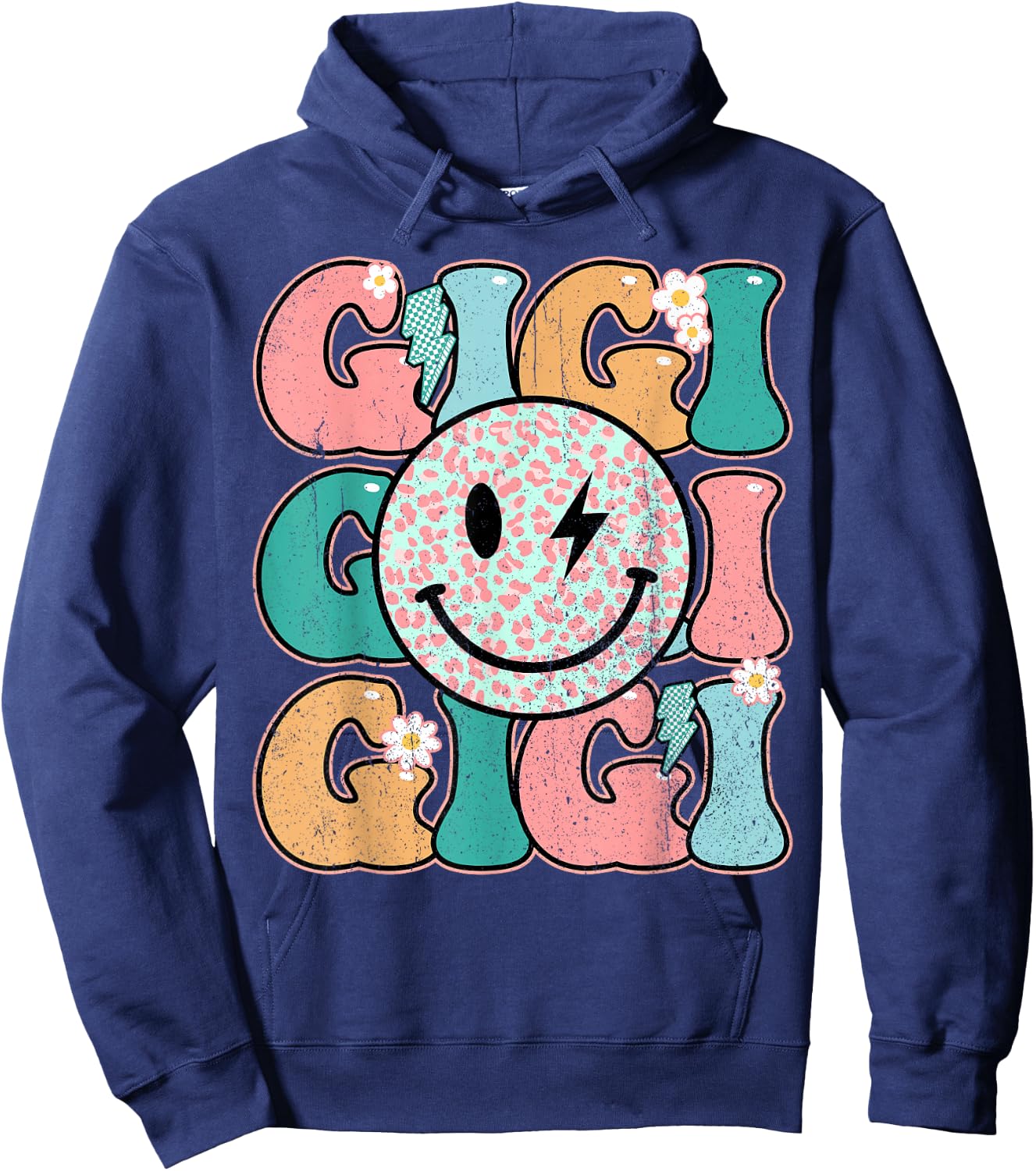 Groovy Gigi Leopard Lightning-Bolt Grandma Life Mother's Day Hoodie - Hoodie | Navy