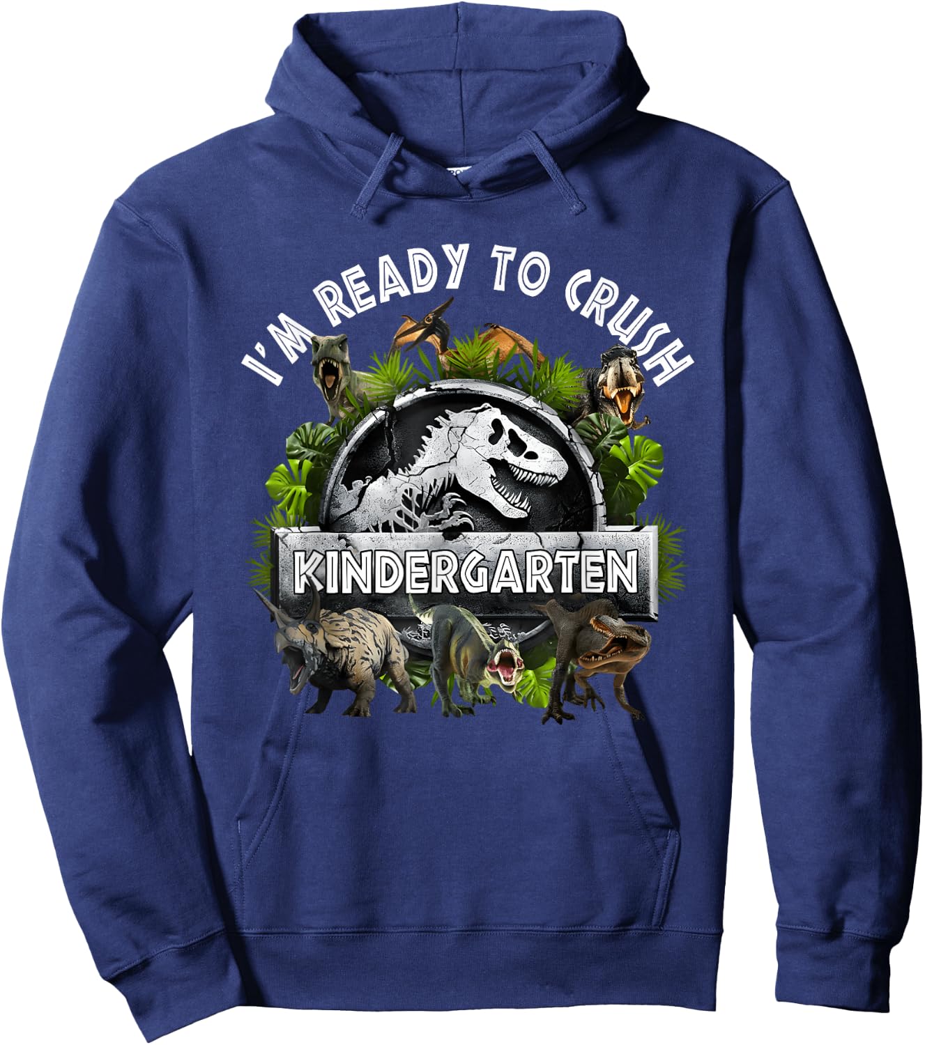 Ready to Crush Kindergarten First Day of School Dinosaur Boy Hoodie - Hoodie | Navy