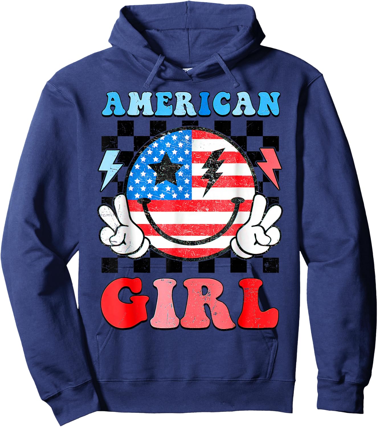 American Girl Toddler Teens Kids 4th of July Patriotic Hoodie - Hoodie | Navy