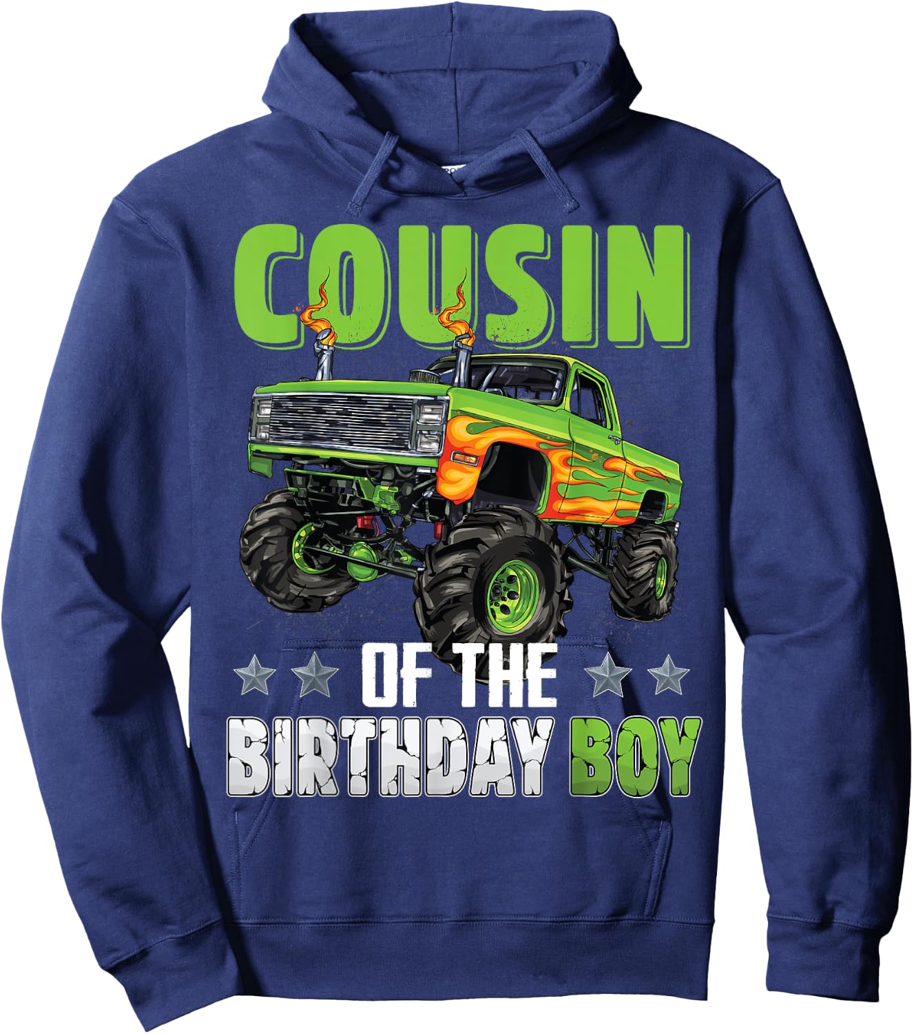 Cousin of Birthday Boy Monster Truck Car Family Matching Hoodie - Hoodie | Navy