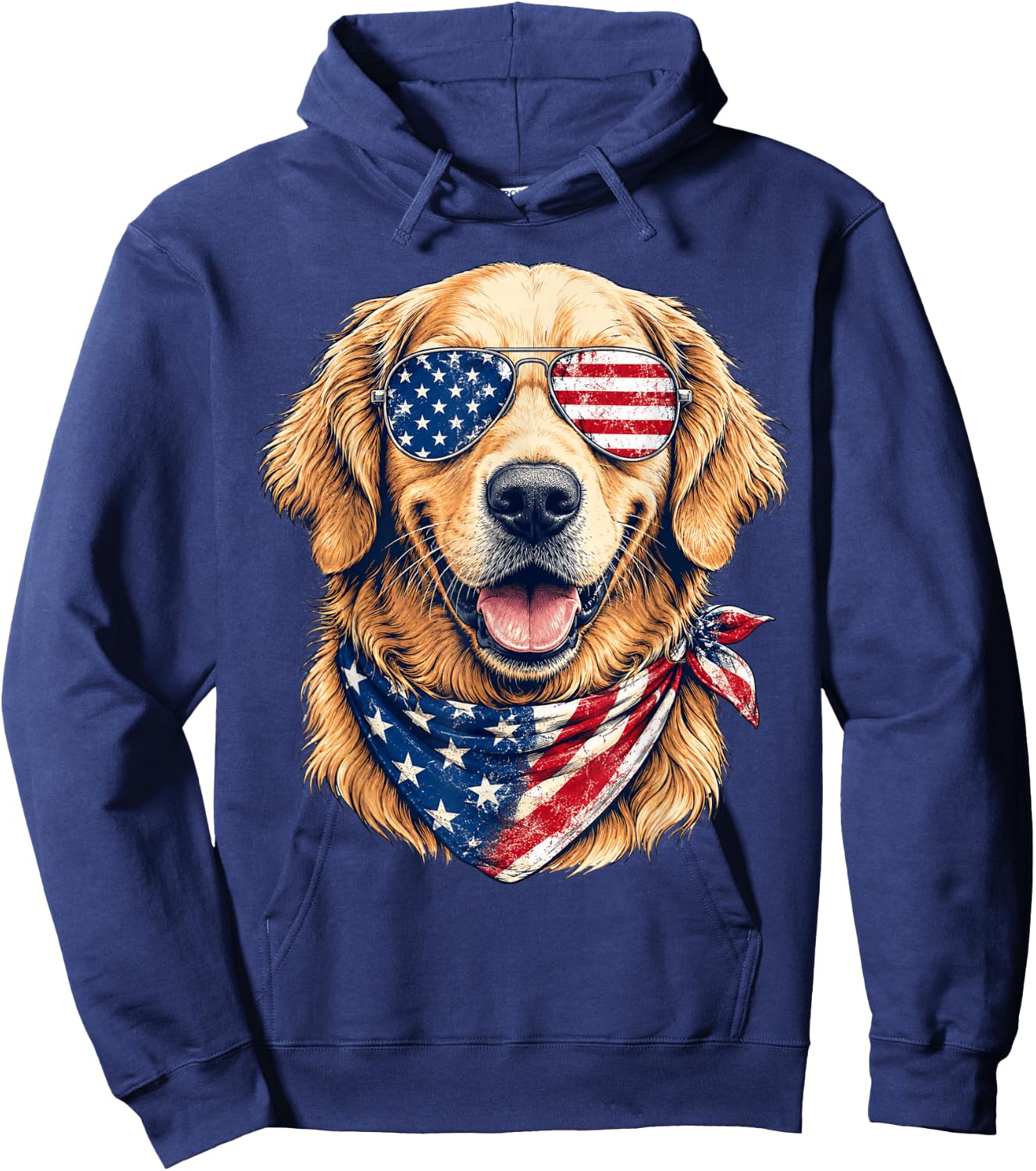 Patriotic Golden Retriever Dog 4th of July Dog Lovers Hoodie - Hoodie | Navy