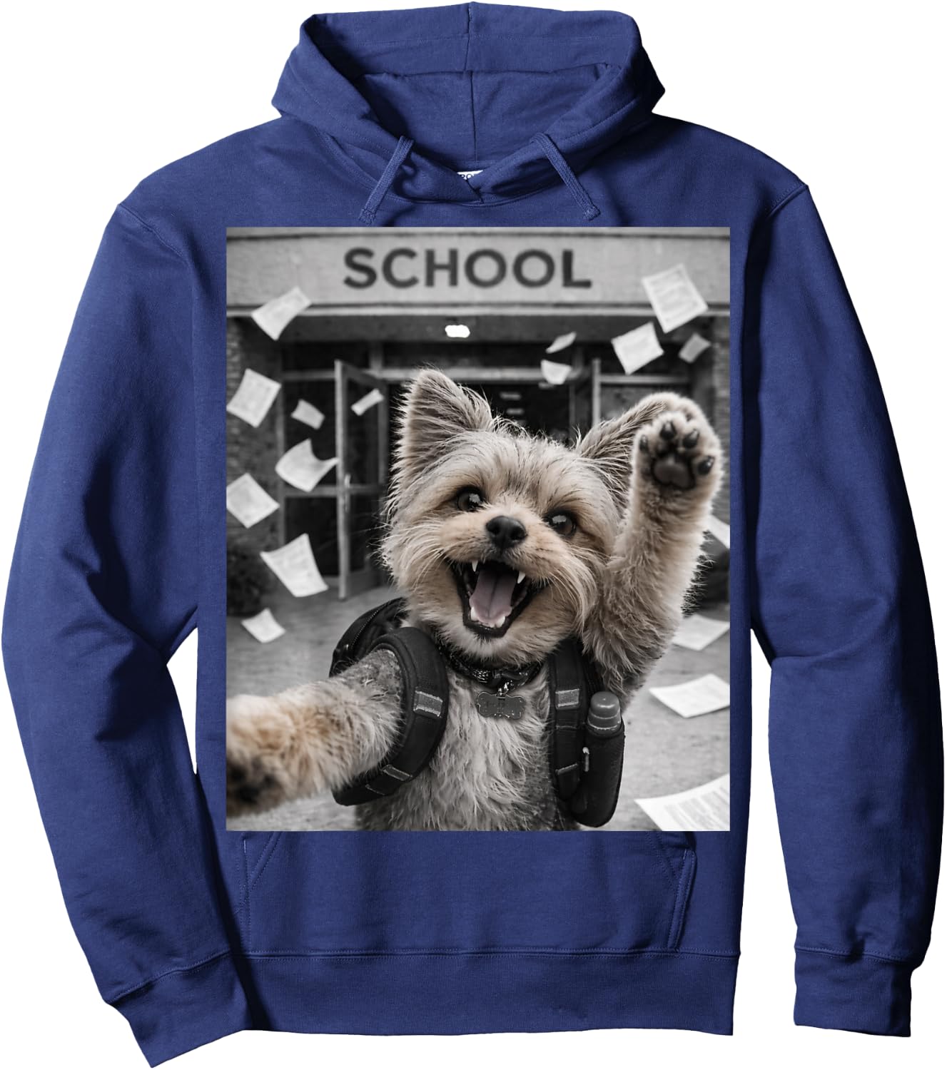 Yorkshire Terrier Yorkie Last Day of School Funny Selfie Hoodie - Hoodie | Navy