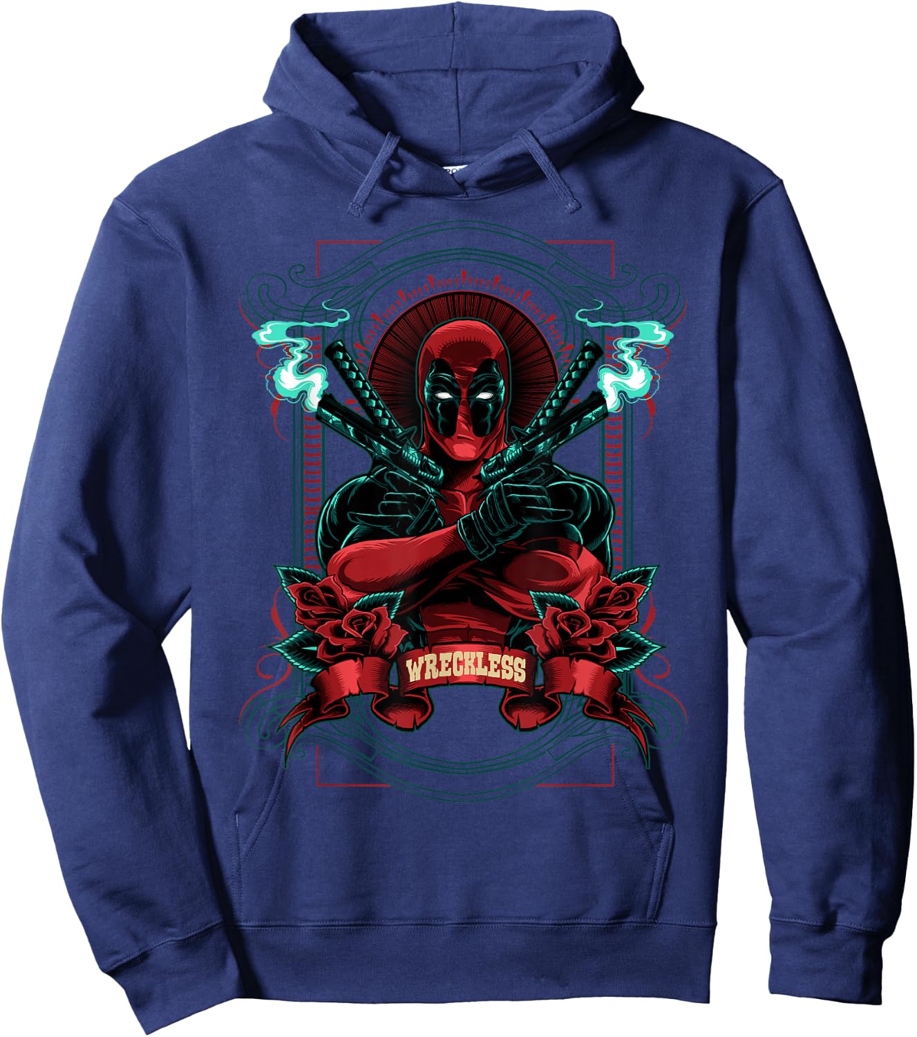 Marvel Deadpool Wreckless Portrait Small Hoodie - Hoodie | Navy
