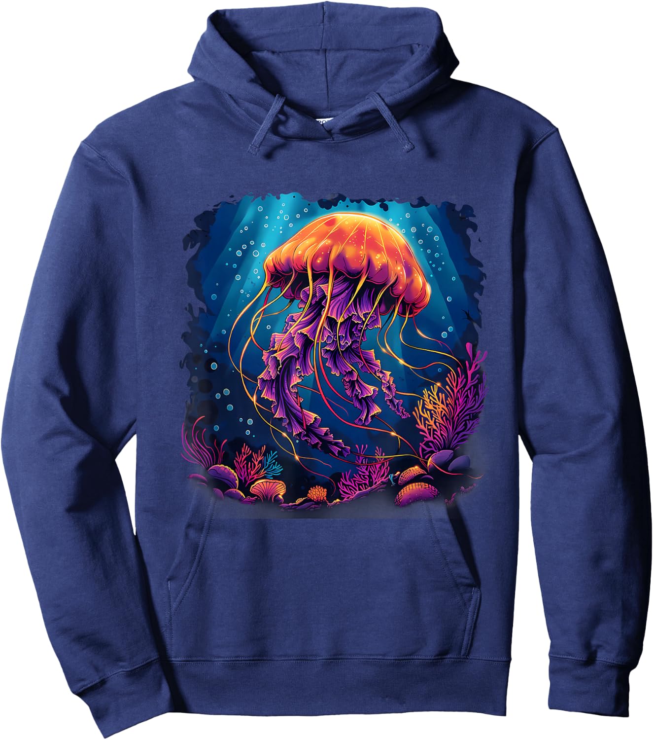 Jellyfish Artwork Motif Marine Mammal Sea Ocean Jellyfish Hoodie - Hoodie | Navy