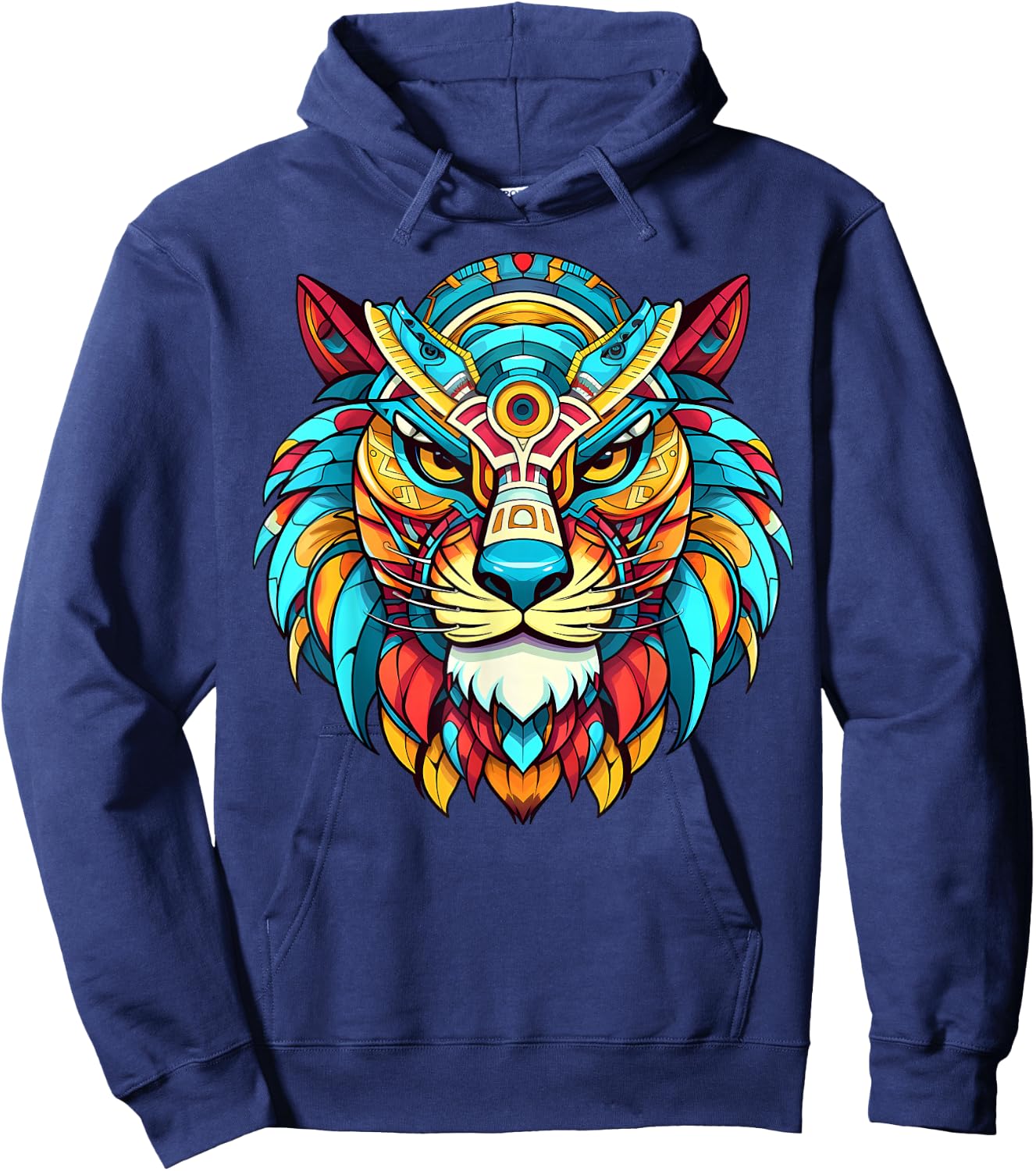 Aztec Jaguar Warrior Ocelotl Colourful Mayan Indigenous Art Hoodie - Hoodie | Navy