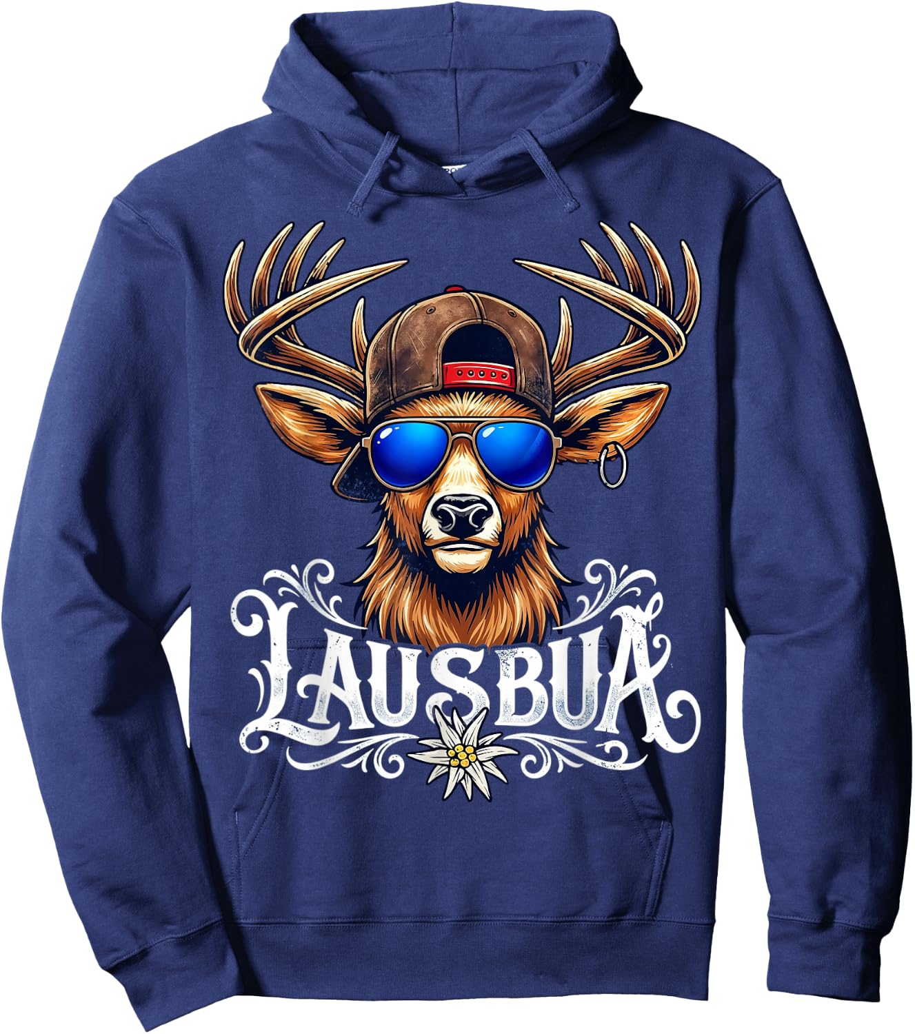 Trachten Kinder Trachtenshirt Herren Jungen Lausbua Hoodie - Hoodie | Navy