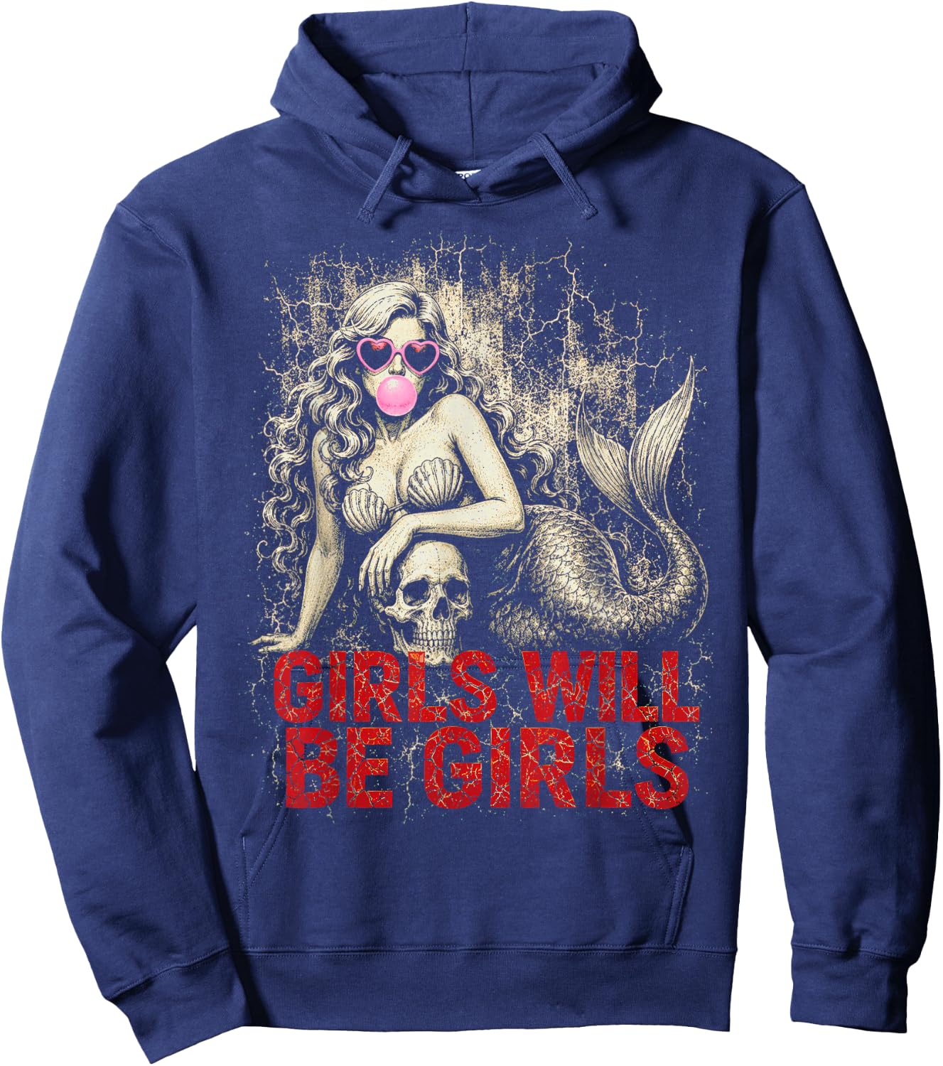 Girls Will Be Girls Cool Mermaid Dark Feminine Shirt Hoodie - Hoodie | Navy