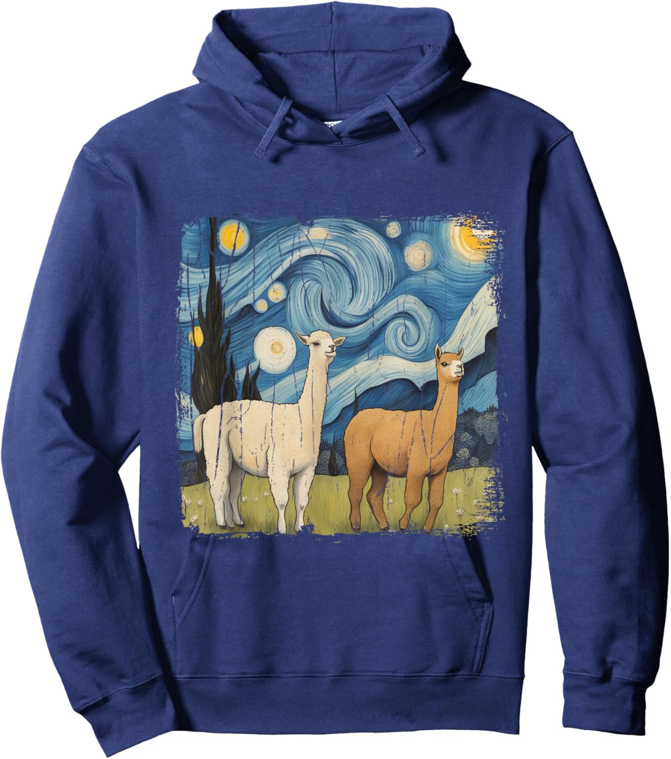 Cotopaxi Illustration Starry Night Llama National Park Souvenir , Black, S Hoodie - Hoodie | Navy
