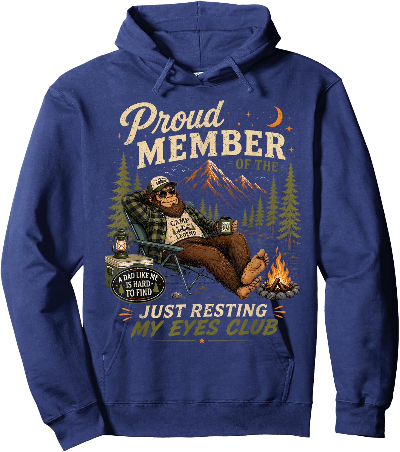 Proud Member Just Resting My Eyes Club Funny Patriotic Dad Hoodie - Hoodie | Navy