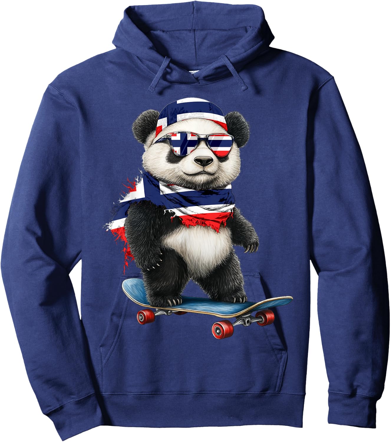 Norwegian Flag American US Flags Panda Heritage Nicaragua Hoodie - Hoodie | Navy