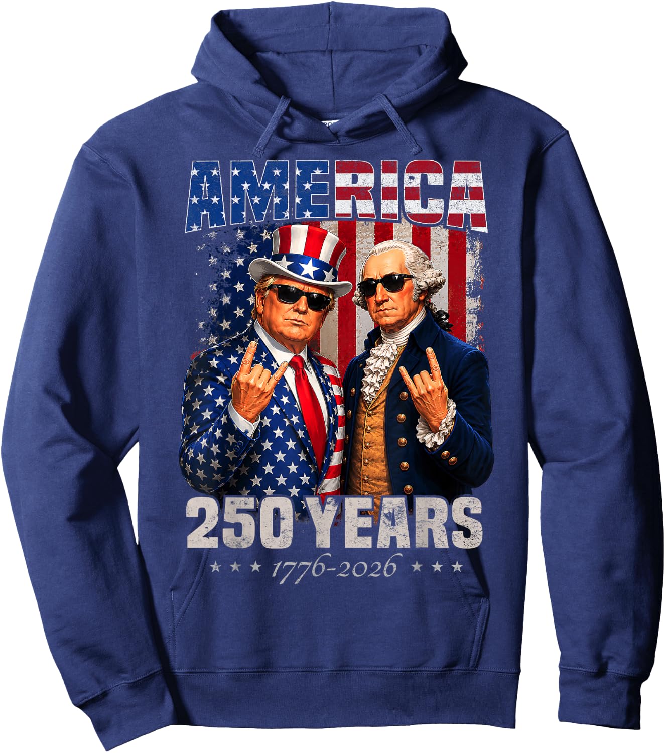 Vintage Trump Washington 250 Years America Anniversary 250th Hoodie - Hoodie | Navy