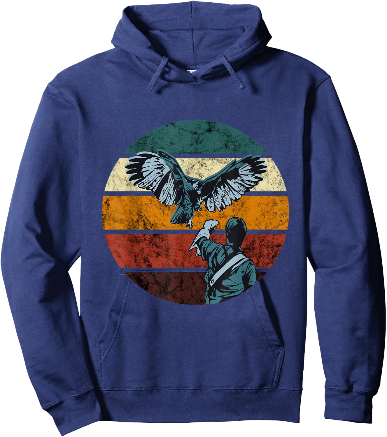 Falconer Falcon Flying Retro Vintage Falcon Hunter Falconry Hoodie - Hoodie | Navy