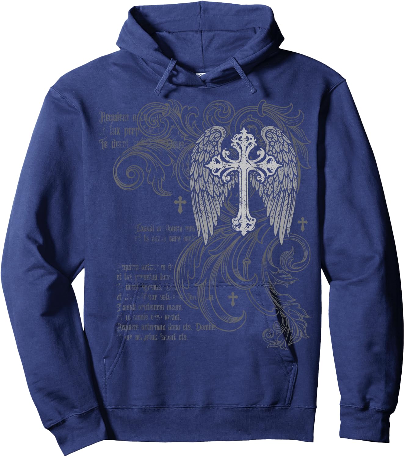Y2k Grunge Cross Wings 2000s Vintage Goth Emo Harajuku Hoodie - Hoodie | Navy