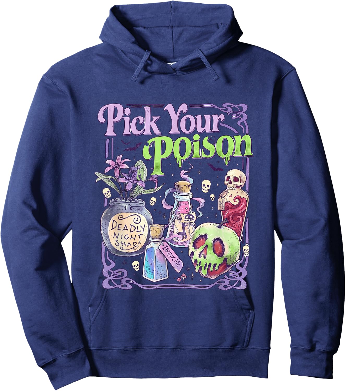 Pick Your Poison Gothic Halloween Retro Graphic Hoodie - Hoodie | Navy