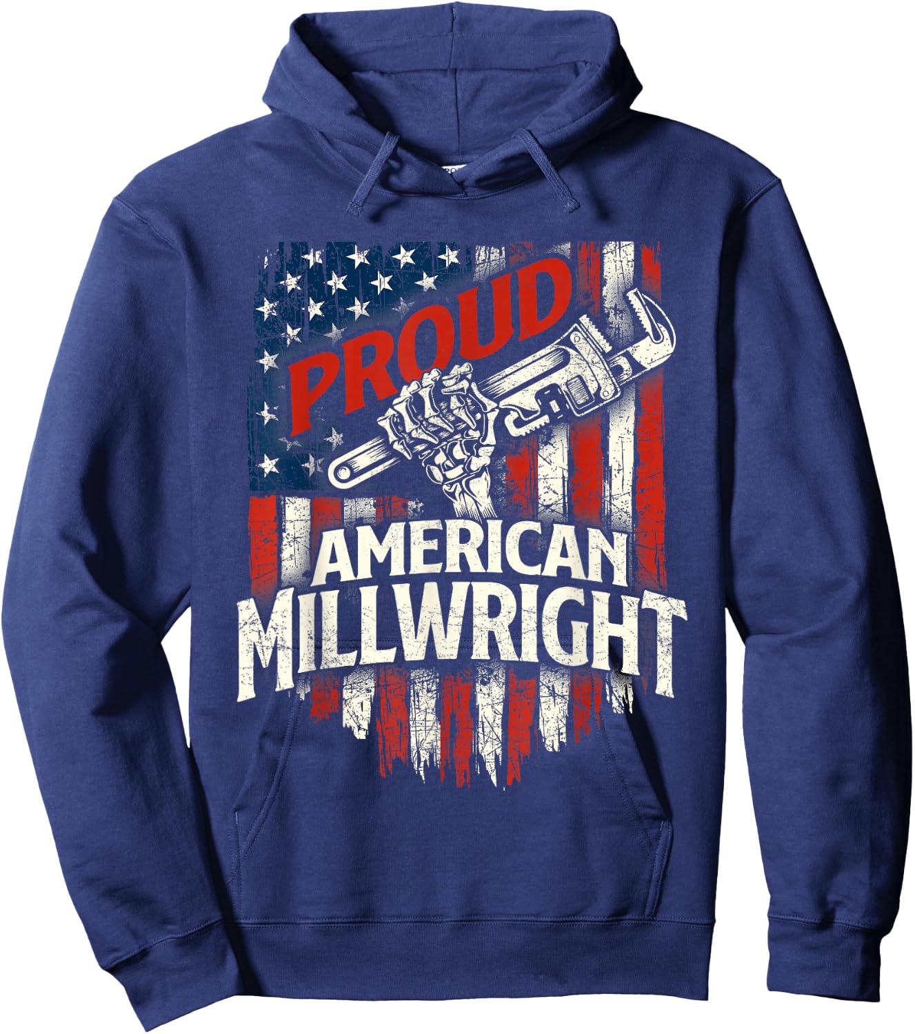 Proud American Millwright - USA Flag Machinist Machinery Hoodie - Hoodie | Navy