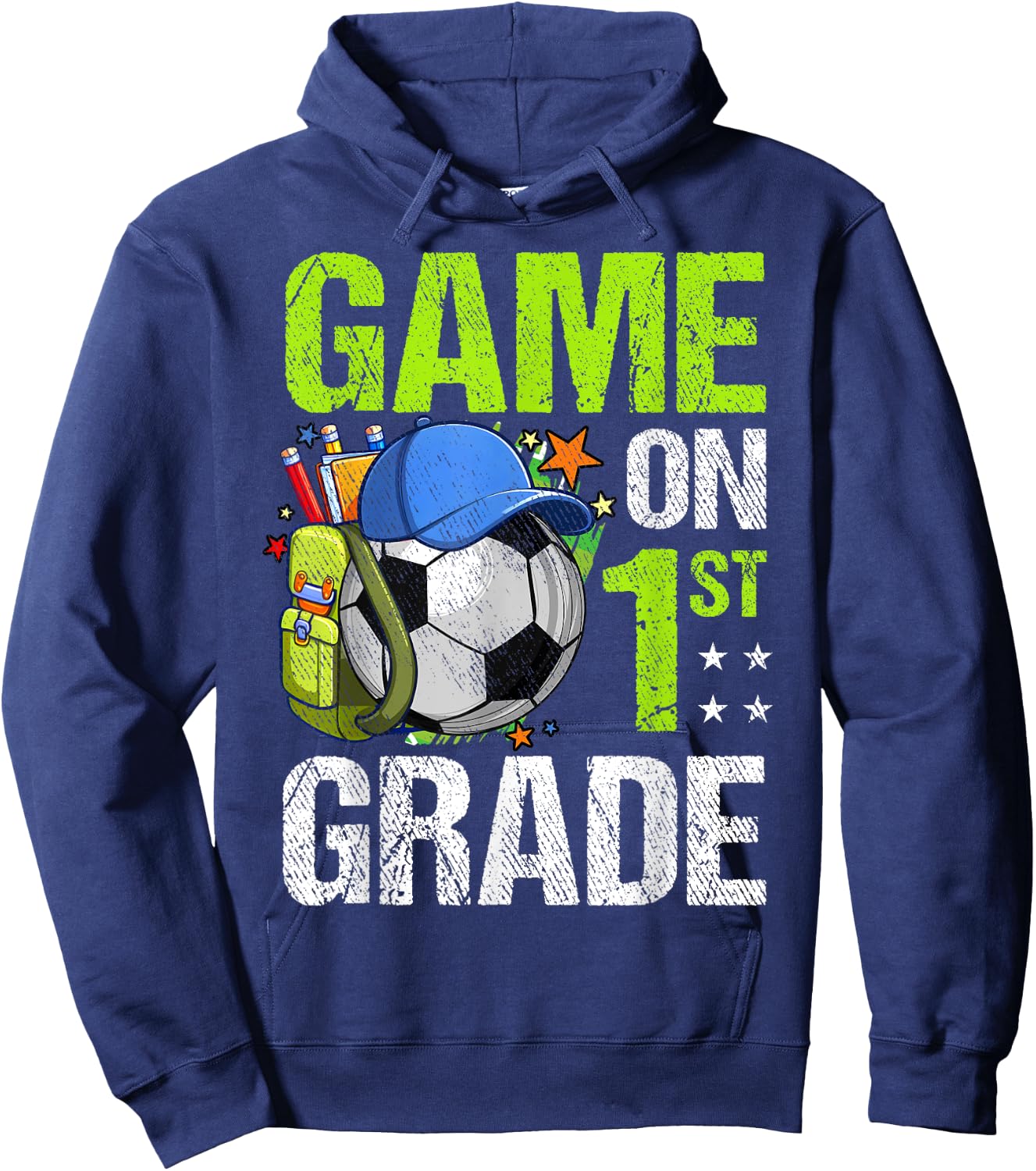 Game On 1st Grade Soccer Back To School Boy Girl Kids Gift Hoodie - Hoodie | Navy