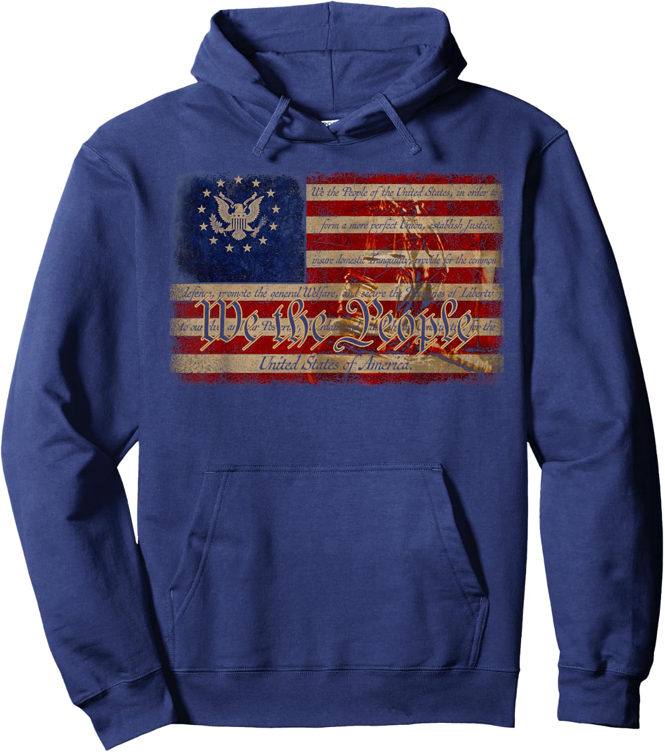 We The People Patriotic Vintage Typography 4th of July Hoodie - Hoodie | Navy