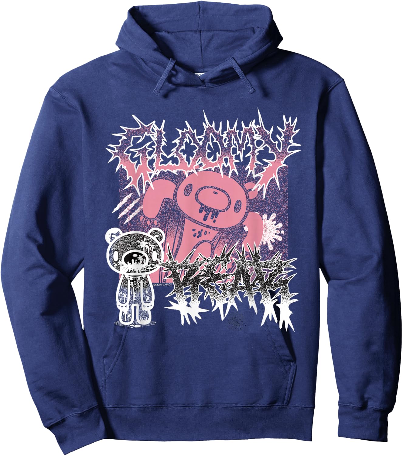 Gloomy Bear The Naughty Grizzly Metal Band Text Anime Manga Hoodie - Hoodie | Navy