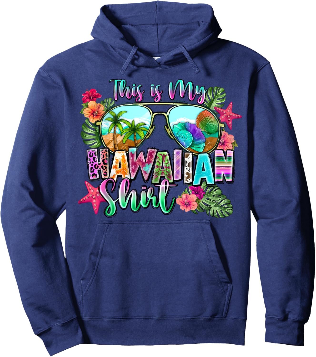 This Is My Hawaiian Shirt Summer Holiday Hawaii Beach Funny , black Hoodie - Hoodie | Navy