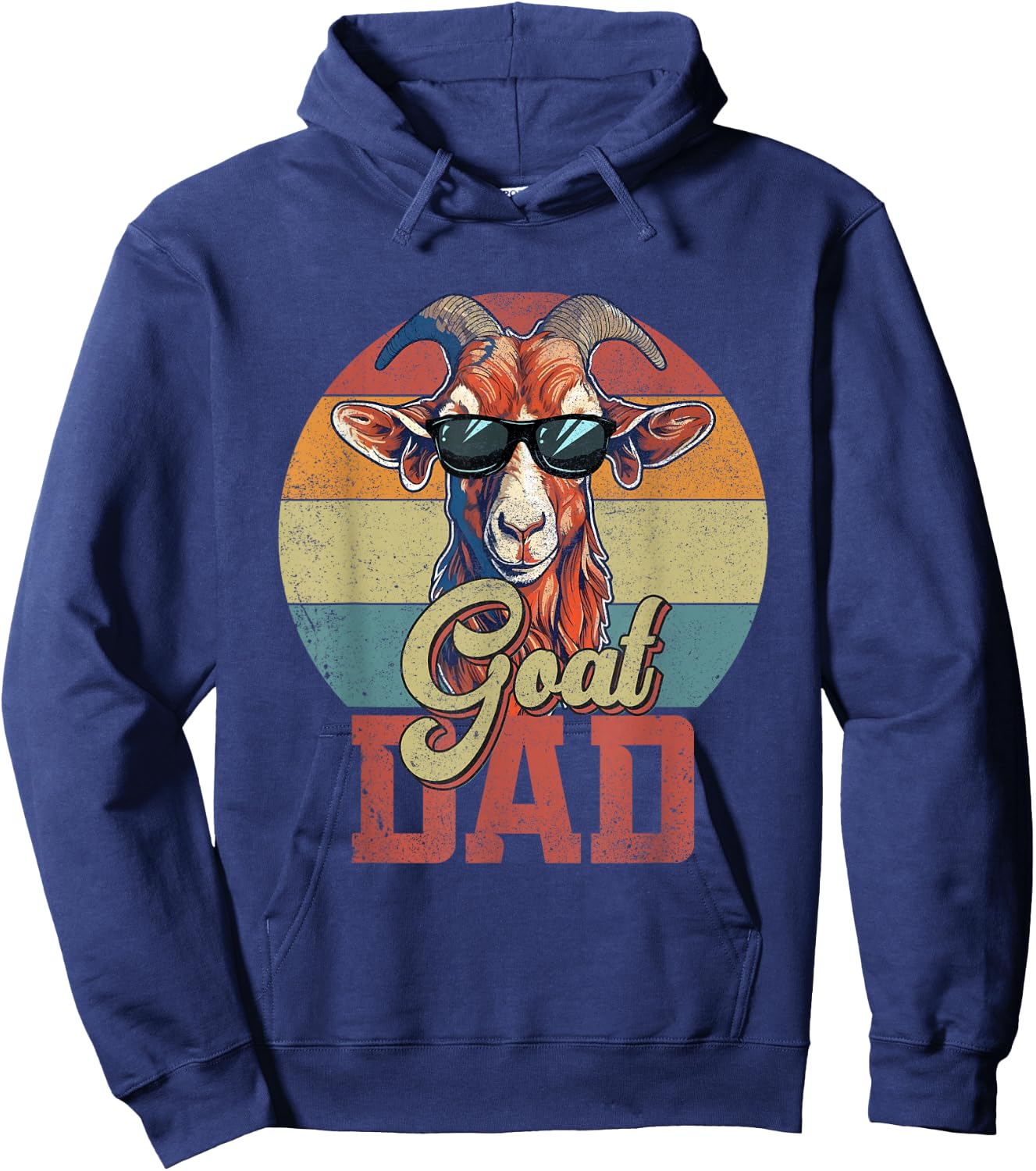 Vintage Retro Goat Dad Best Goat Daddy Funny Fathers Day Hoodie - Hoodie | Navy