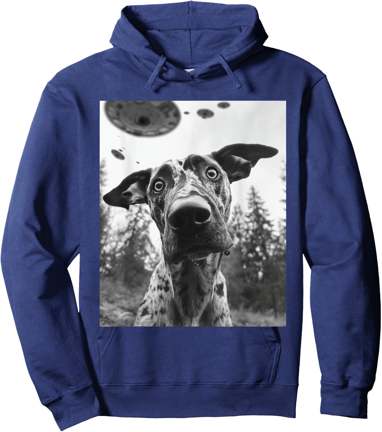 Dog Mom Dad - Funny Alien Selfie Catahoula Leopard UFO Hoodie - Hoodie | Navy