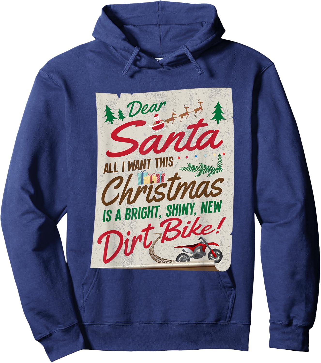 Dear Santa All I Want Is Shiny New Dirt Bike Christmas Shirt Hoodie - Hoodie | Navy