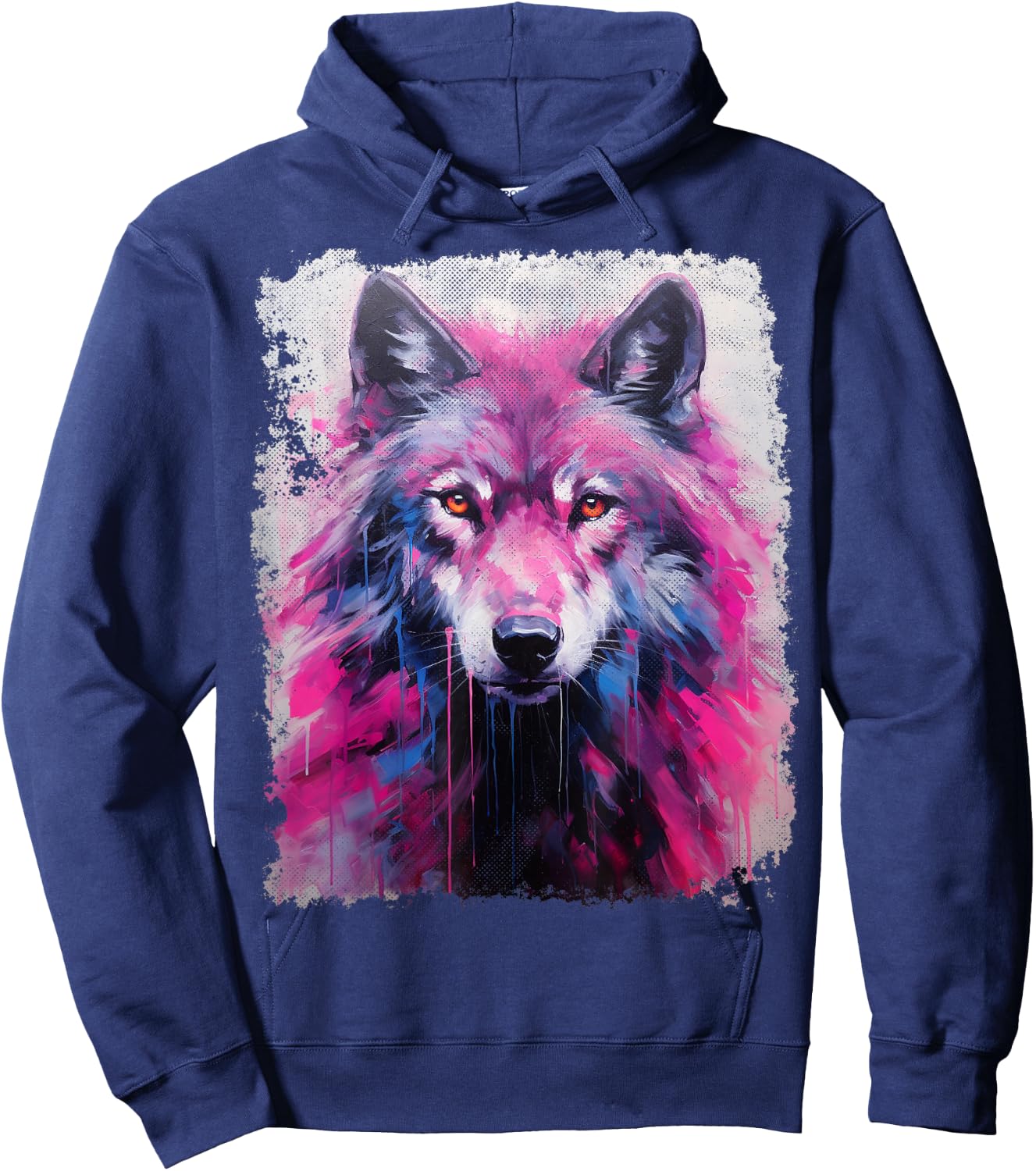 A Wolf Graphic Pink Hoodie - Hoodie | Navy