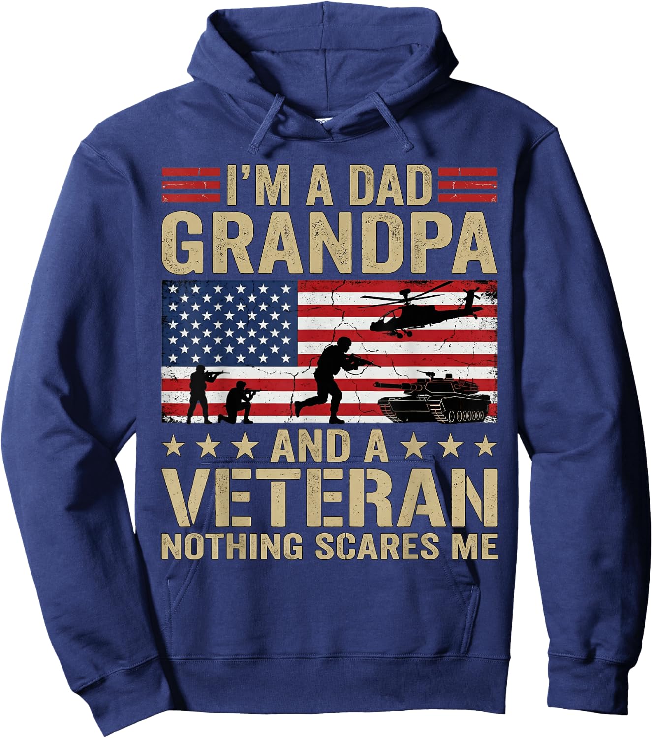I'm A Dad Grandpa and Veteran Funny Dad Grandpa Veteran Hoodie - Hoodie | Navy