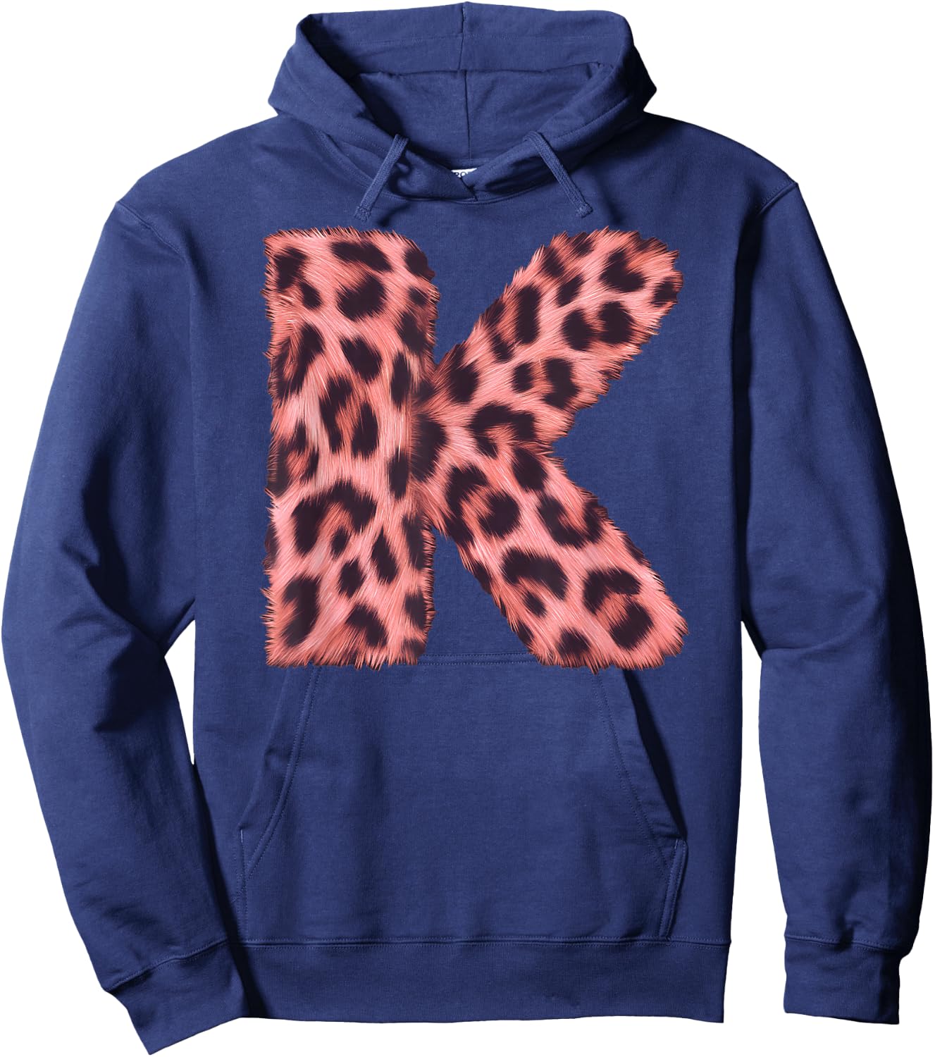 Letter K Cheetah Leopard Print Pink Initial Zebra Matching Hoodie - Hoodie | Navy